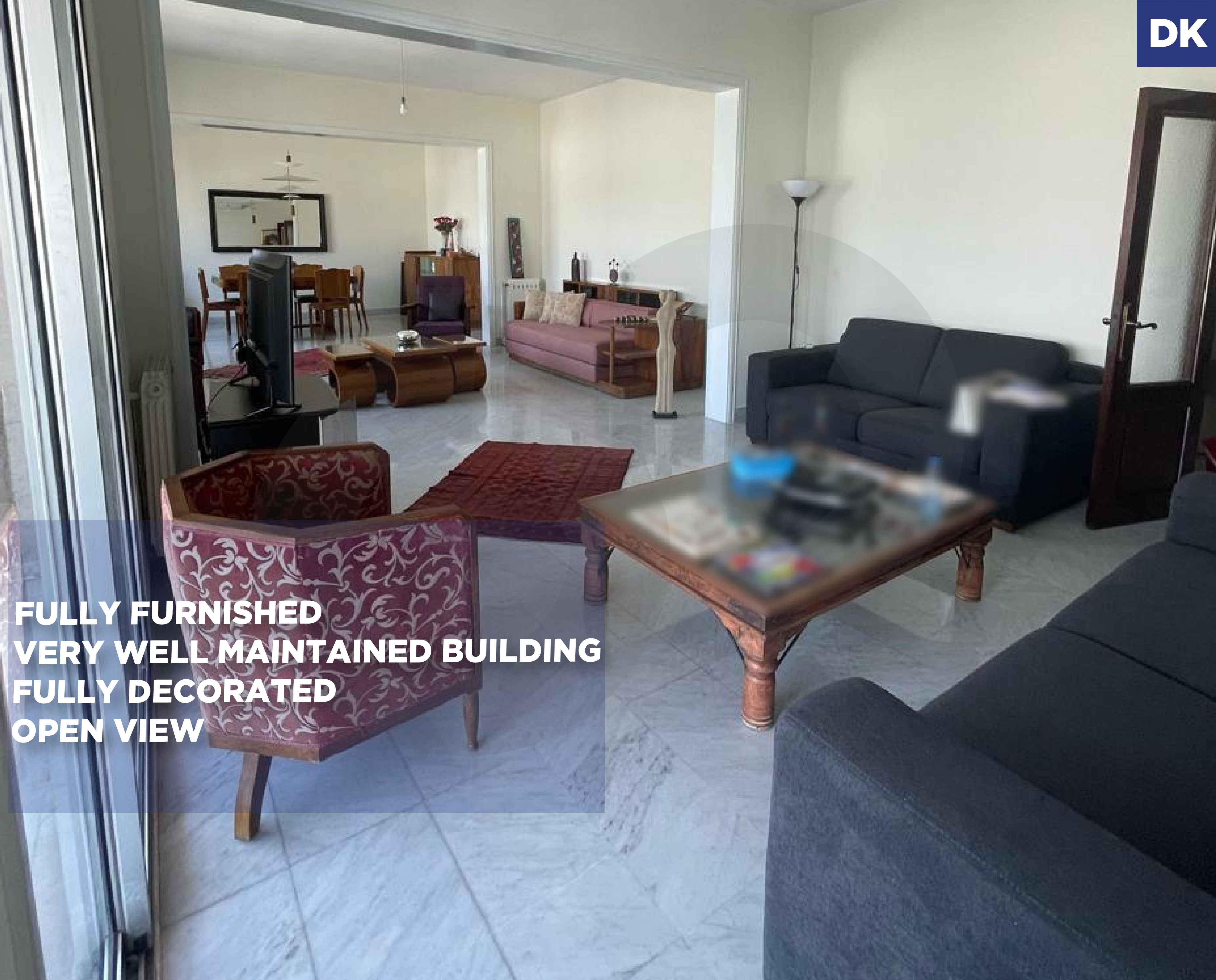 RENTAL DEAL/FULLY FURNISHED AND DECORATED/OPEN VIEW/Achrafieh,BEIRUT