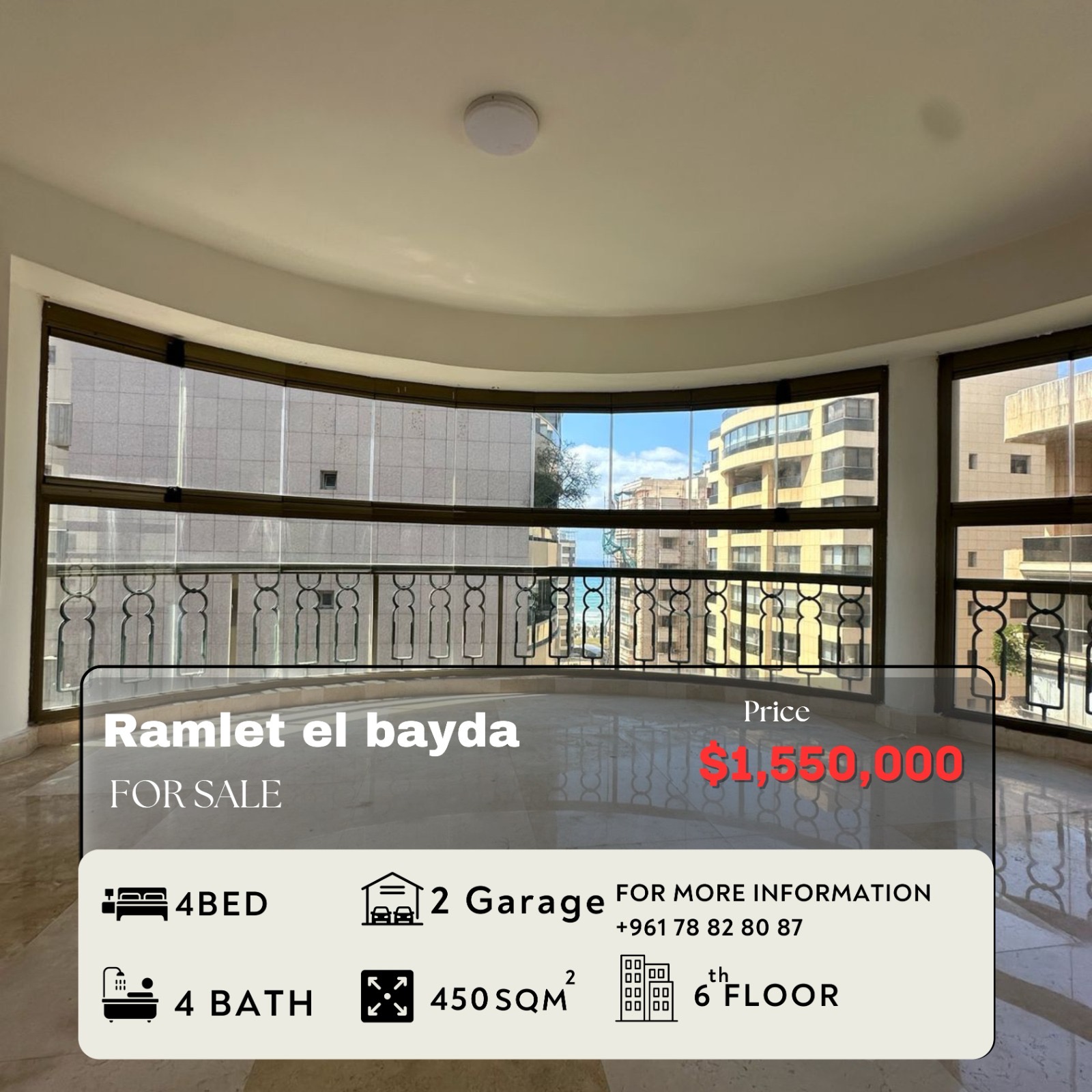 Apartment for Sale in Ramlet El Bayda