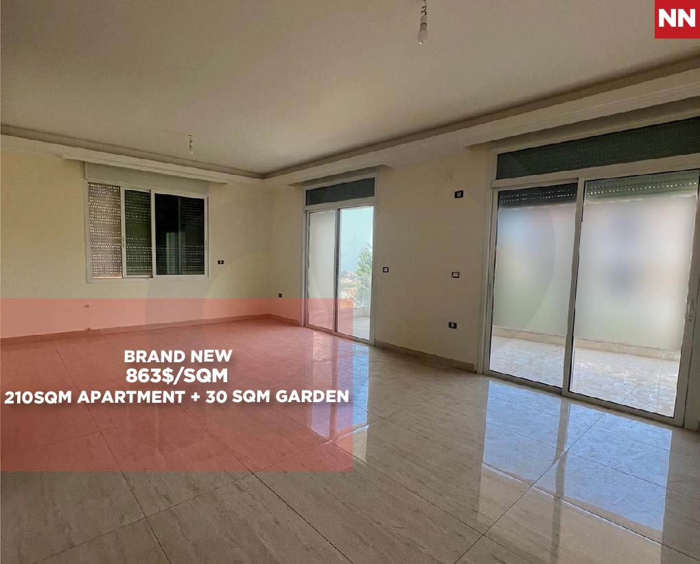 Under Market Price Brand New Apartment For Sale | Aley Town | 795$/SQM | Interior Area 220 sqm | Garden Area 30sqm — الصورة 1