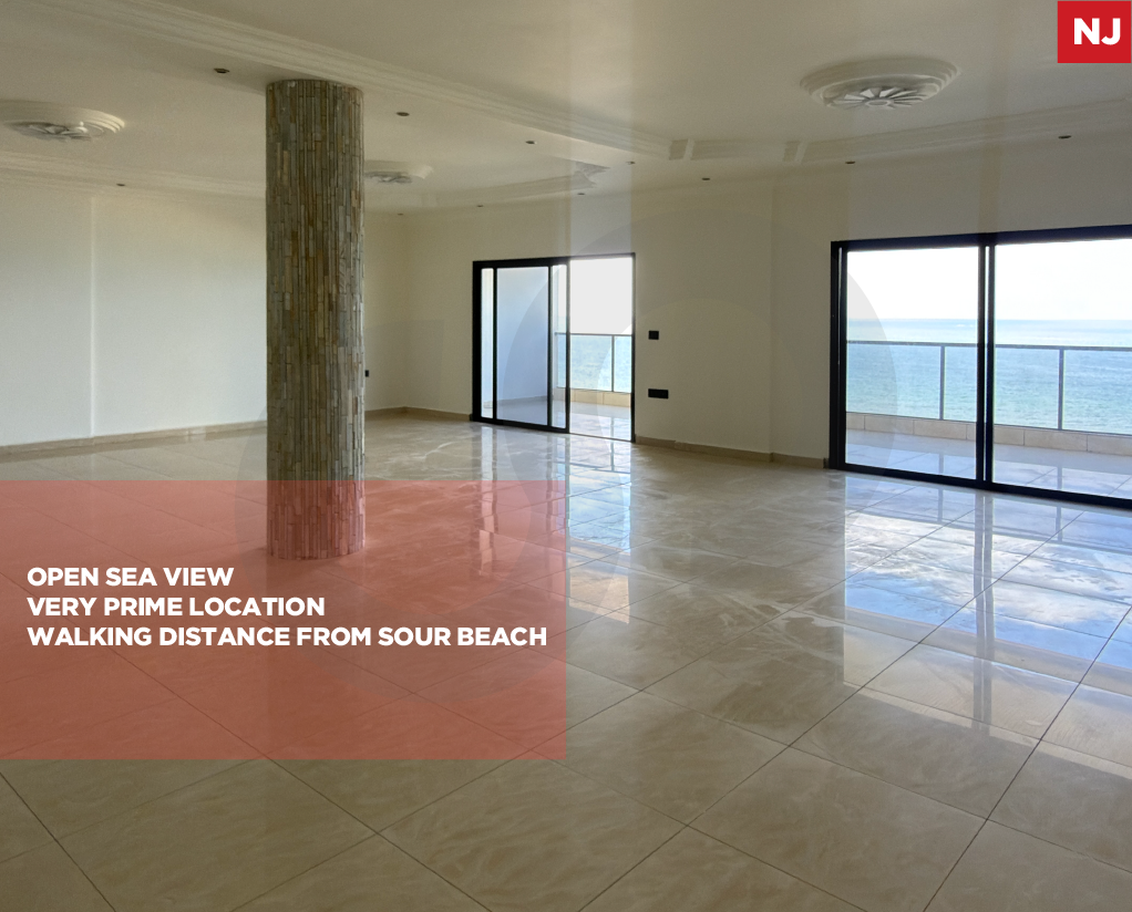 Spacious 414 SQM Apartment for sale/Prime Location/Open Sea View/Walking Distance from TYRE Beach/JAL EL BAHER-TYRE