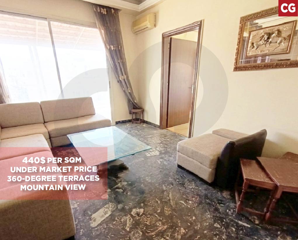 Hot Deal apartment 440$/sqm in Ain El Remmaneh with 360-degree terraces