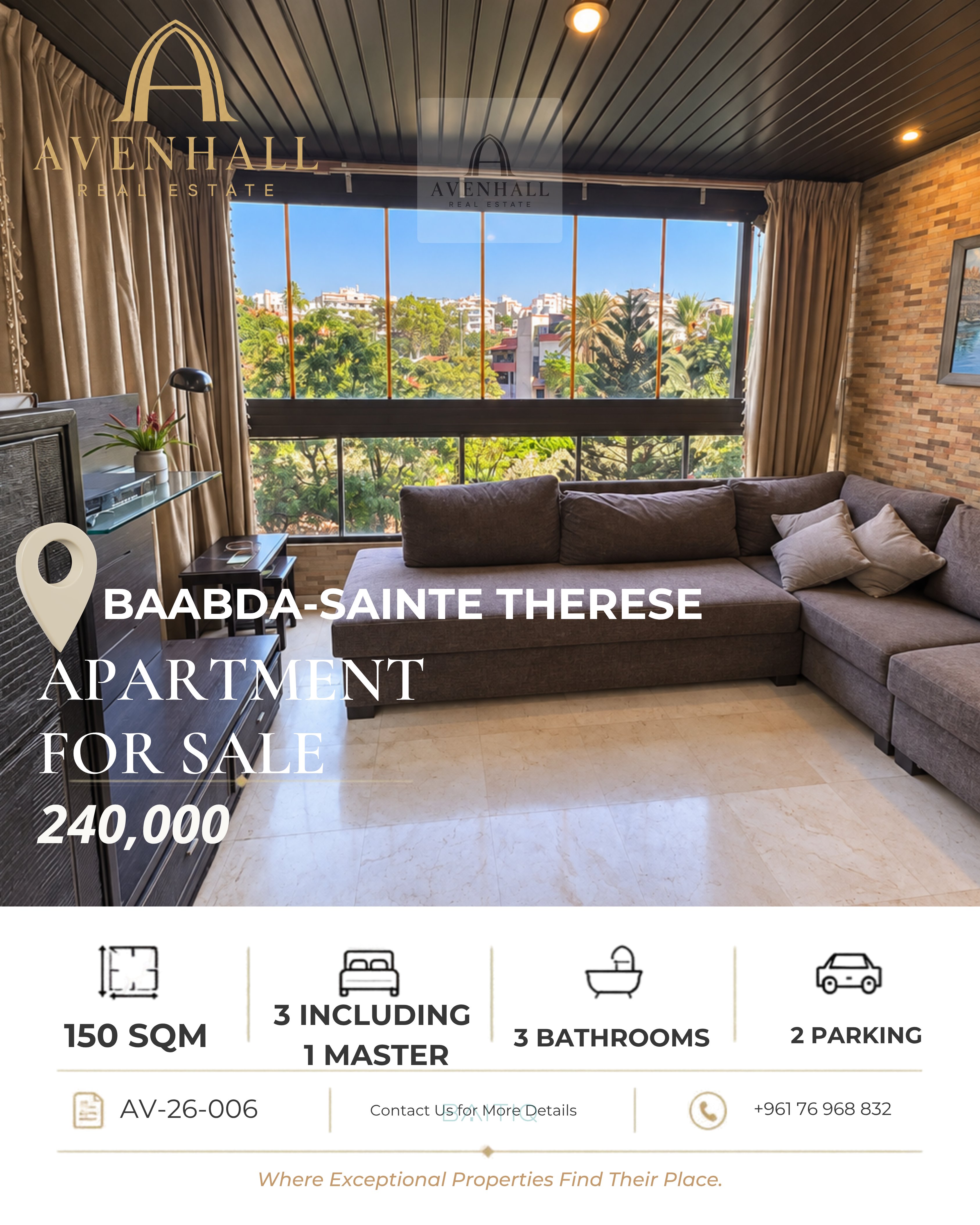 Apartment for Sale in Baabda, Sainte Thérèse - شقة للبيع في بعبدا، سان تيريز