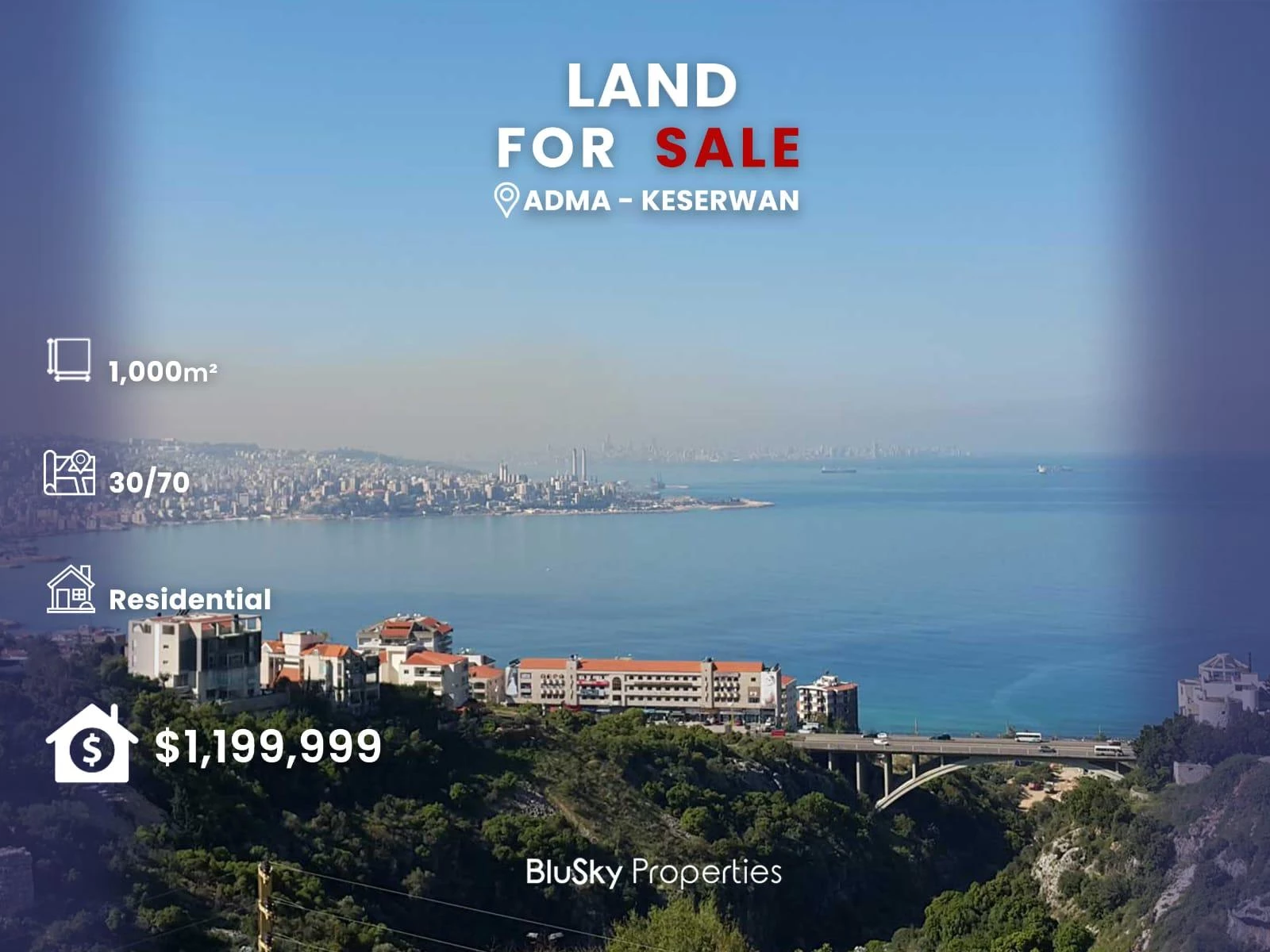Land 1000m² for Sale in Adma — photo 1