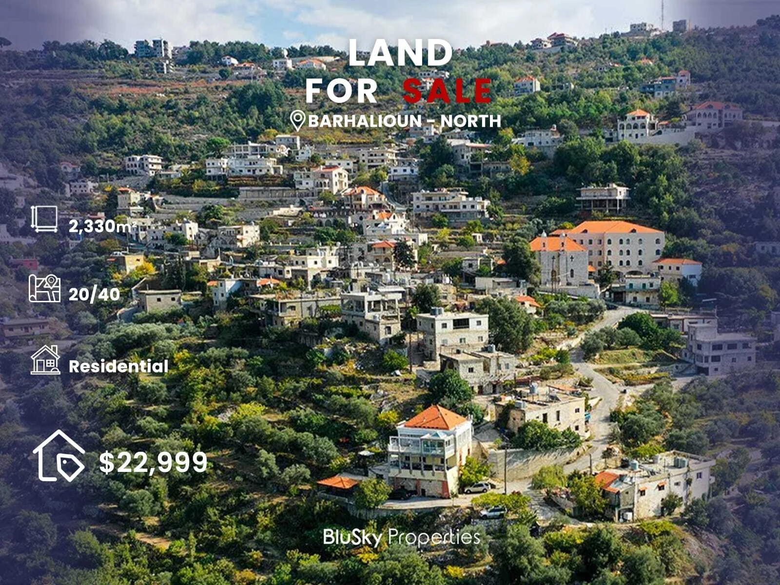 Land 2,330m² for Sale in Barhalioun