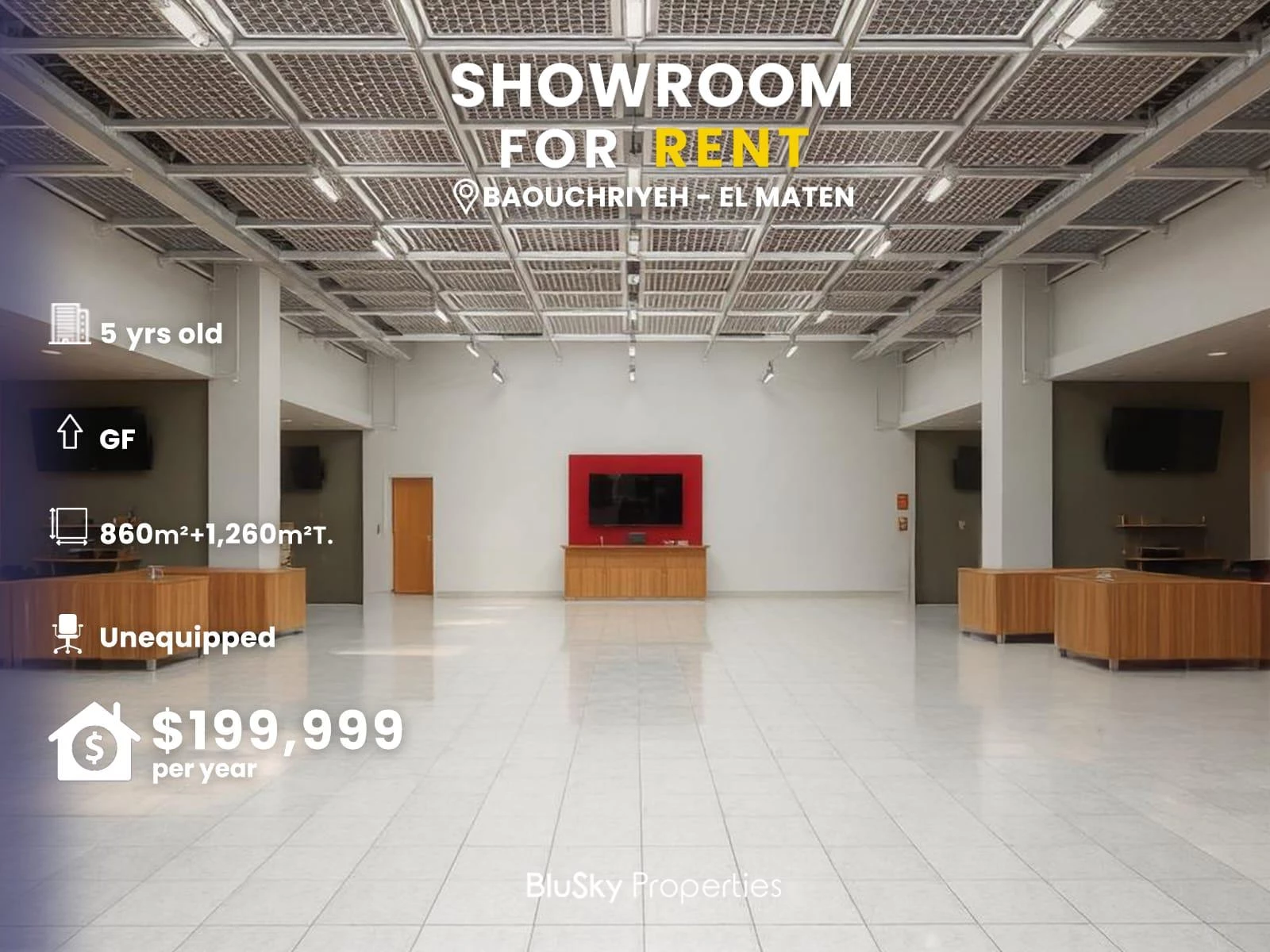 Showroom 860m² Terrace for Rent in Bauchrieh — الصورة 1