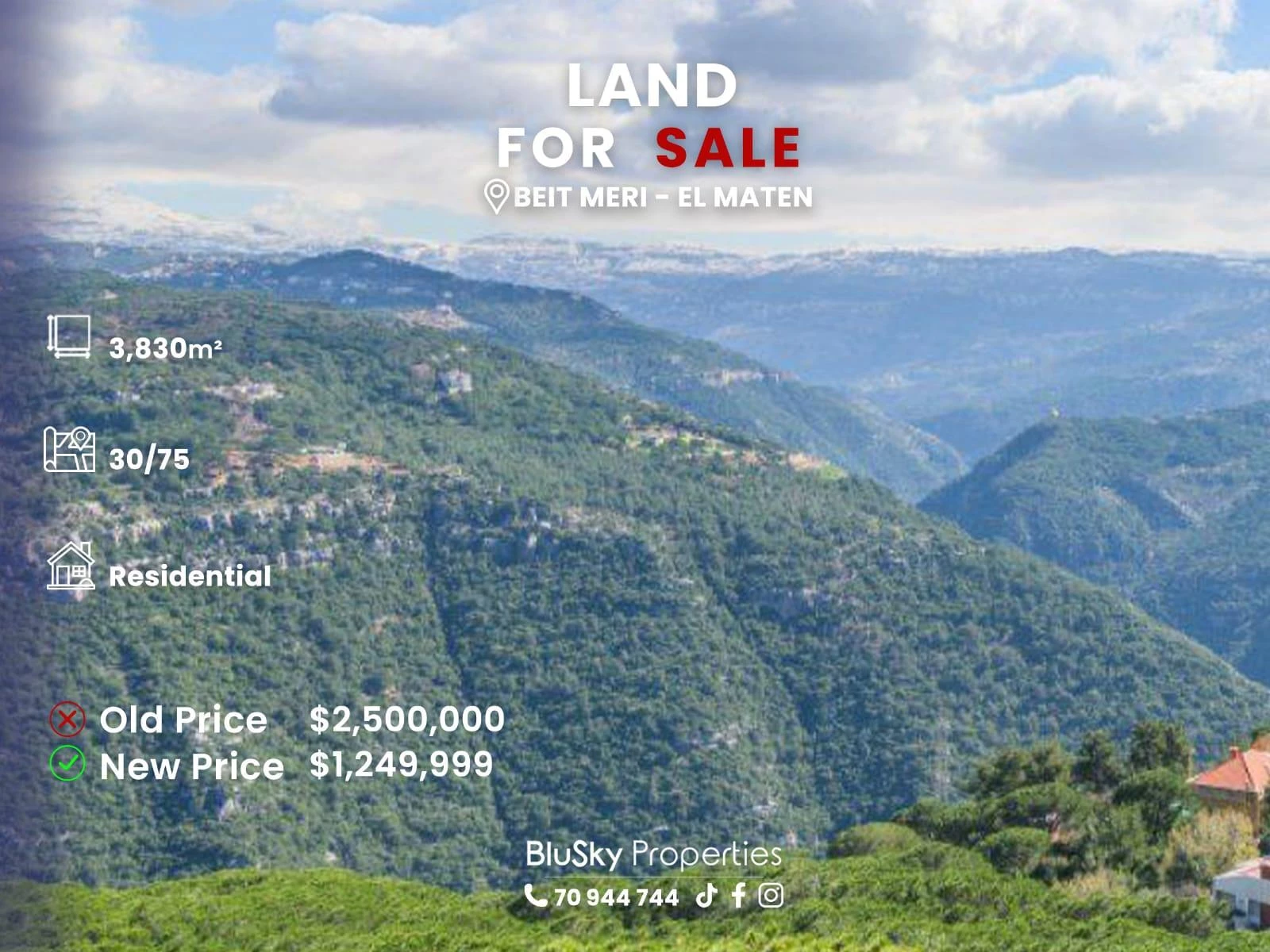 Land 3,830m² for Sale in Beit Meri