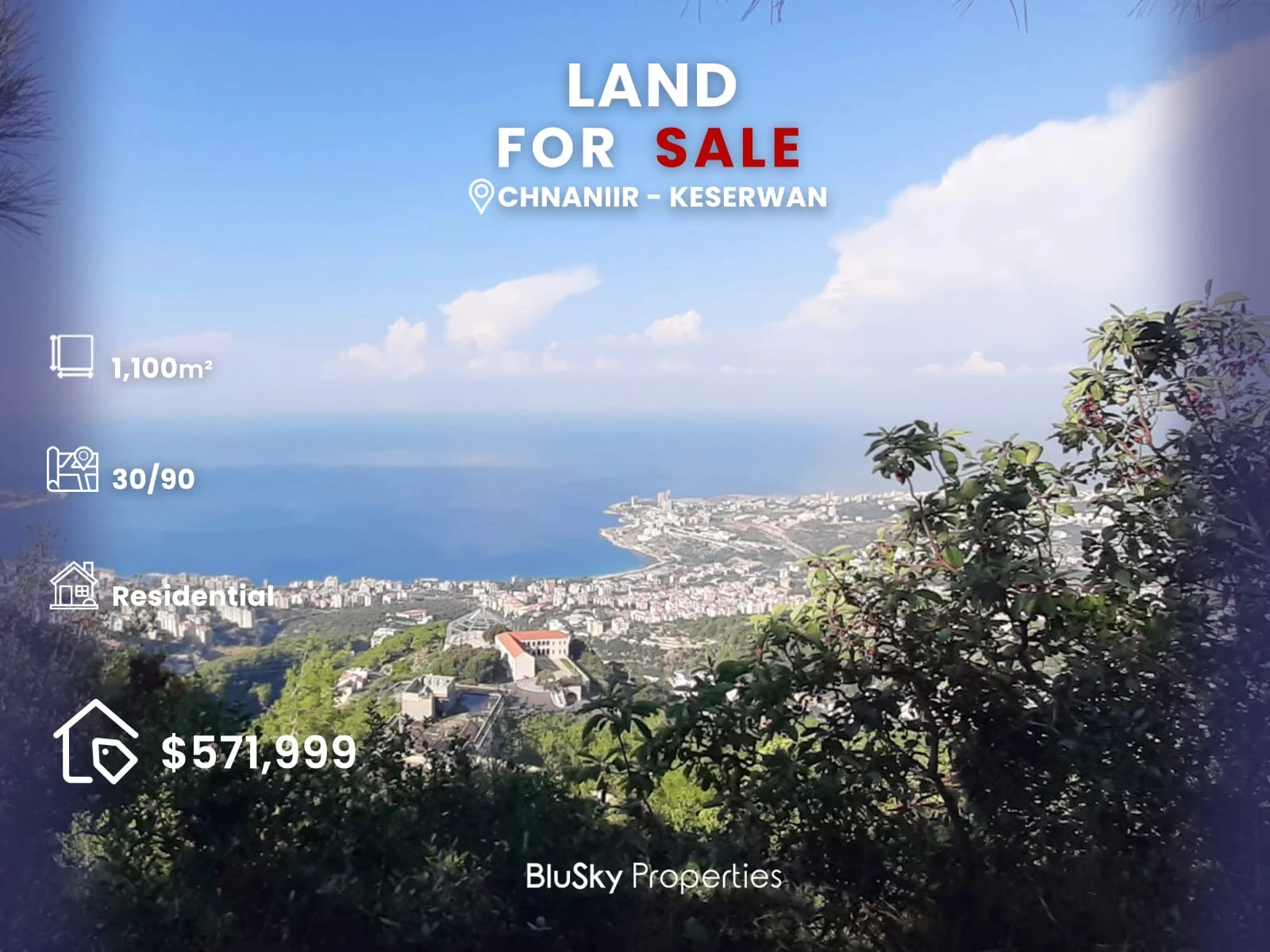 Land 1,100m² for Sale in Chnaniir