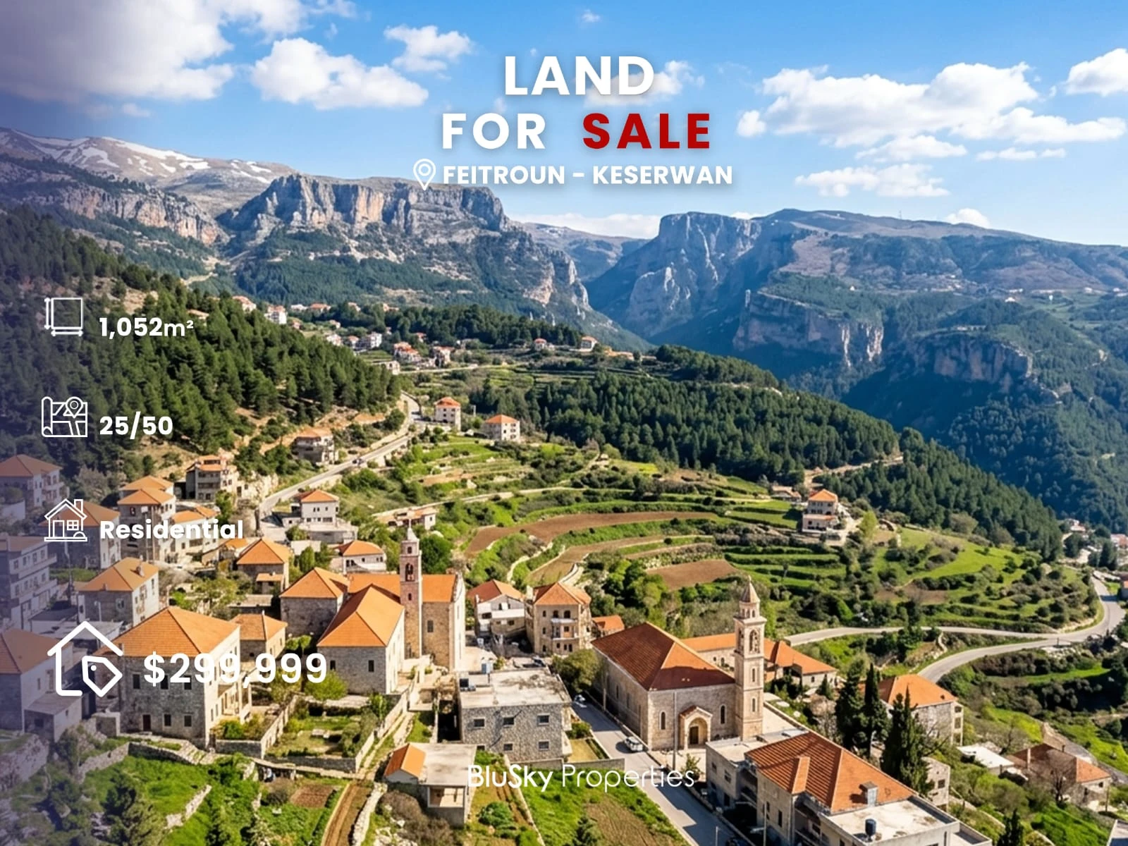 Land 1,052m² for Sale in Feitroun
