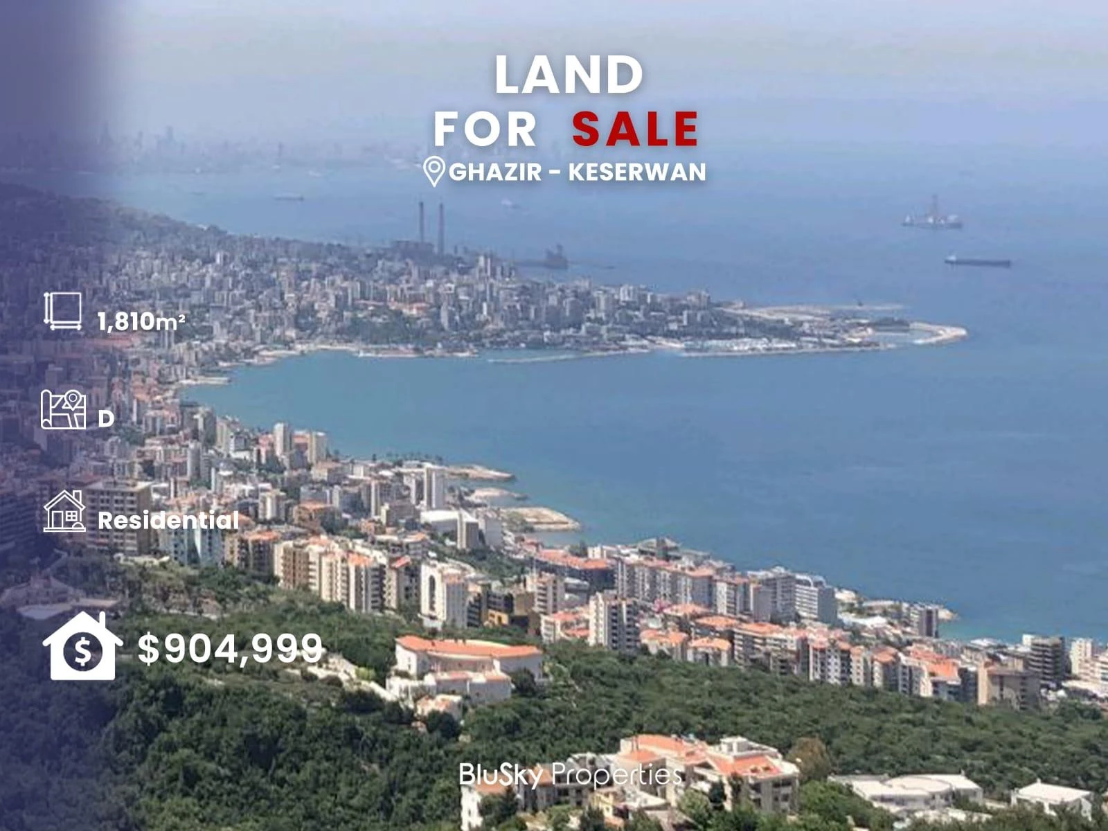 Land 1,810m² for Sale in Ghazir