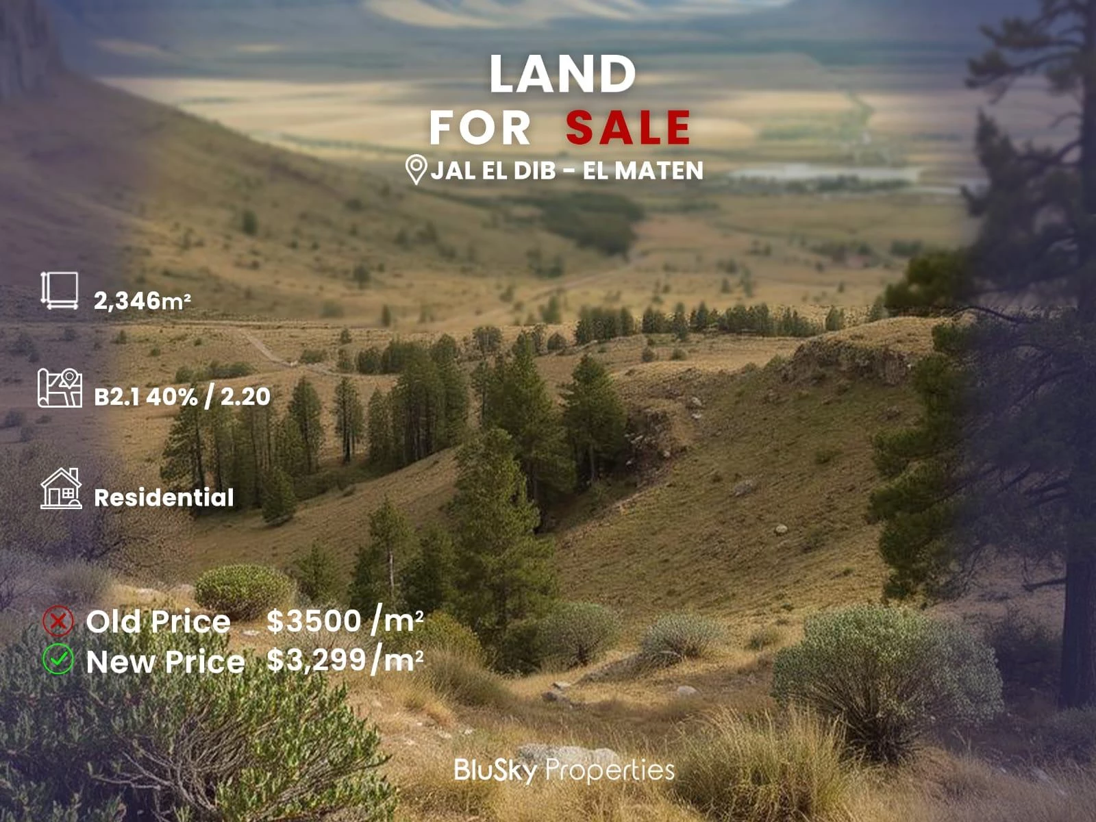 Land 2,346m² for Sale in Jal El Dib — photo 1