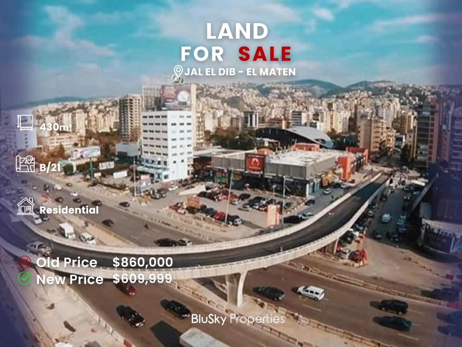 Land 430m² for Sale in Jal El Dib