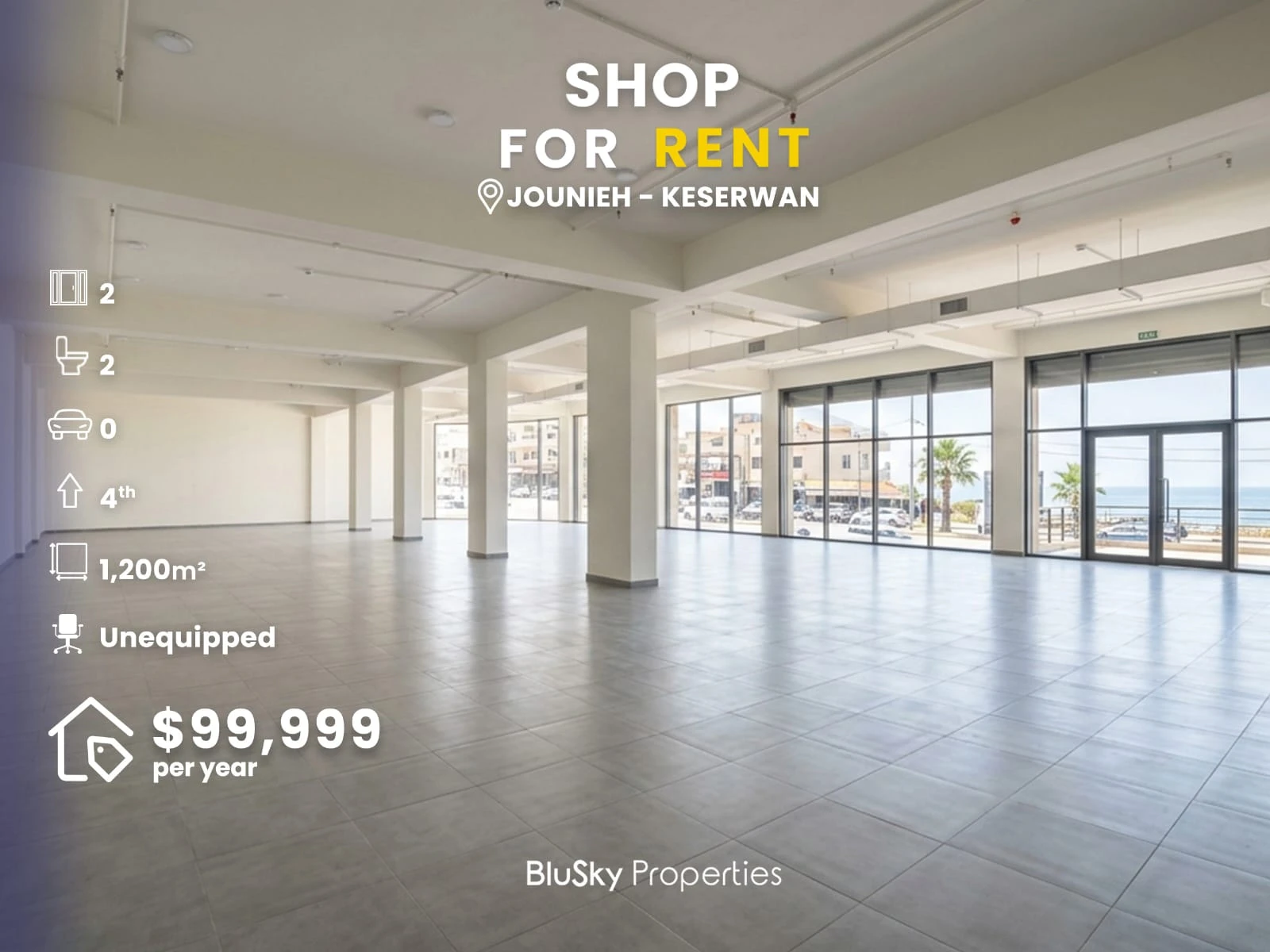 Shop 1,200m² for Rent in Jounieh