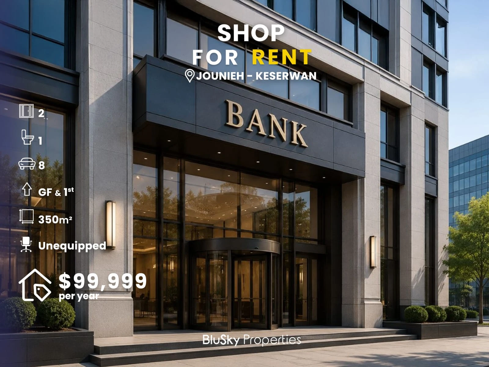 Bank 350m² for Rent in Jounieh