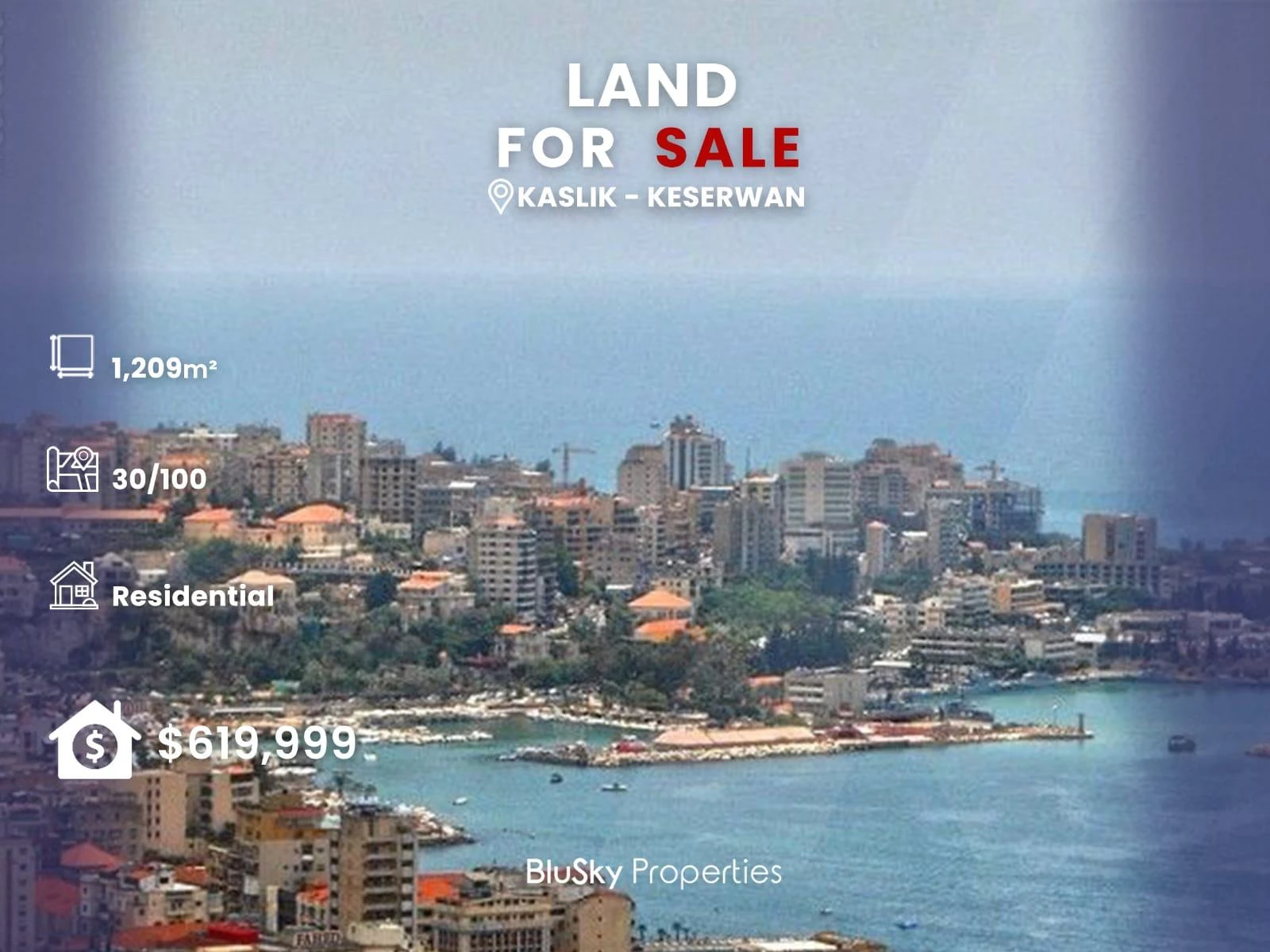 Land 1209m² for Sale in Kaslik