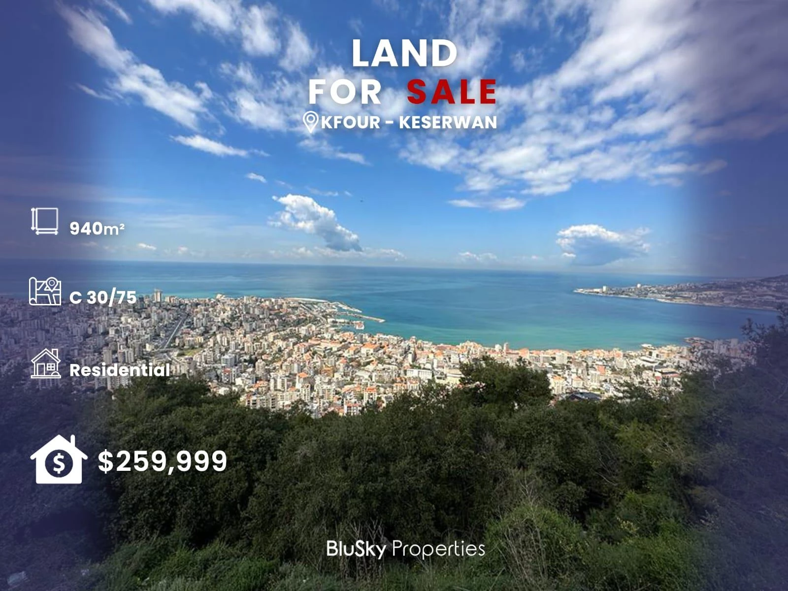 Land 940m² for Sale in Kfour