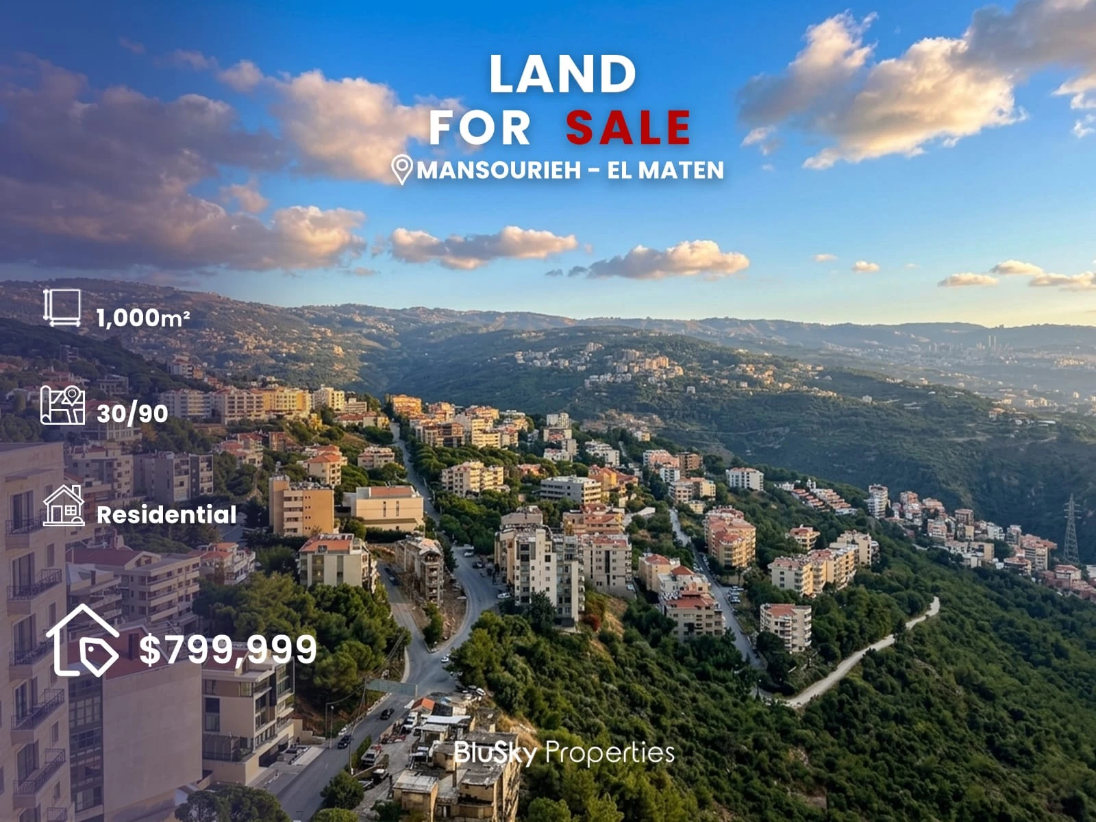 Land 1,000m² for Sale in Mansourieh