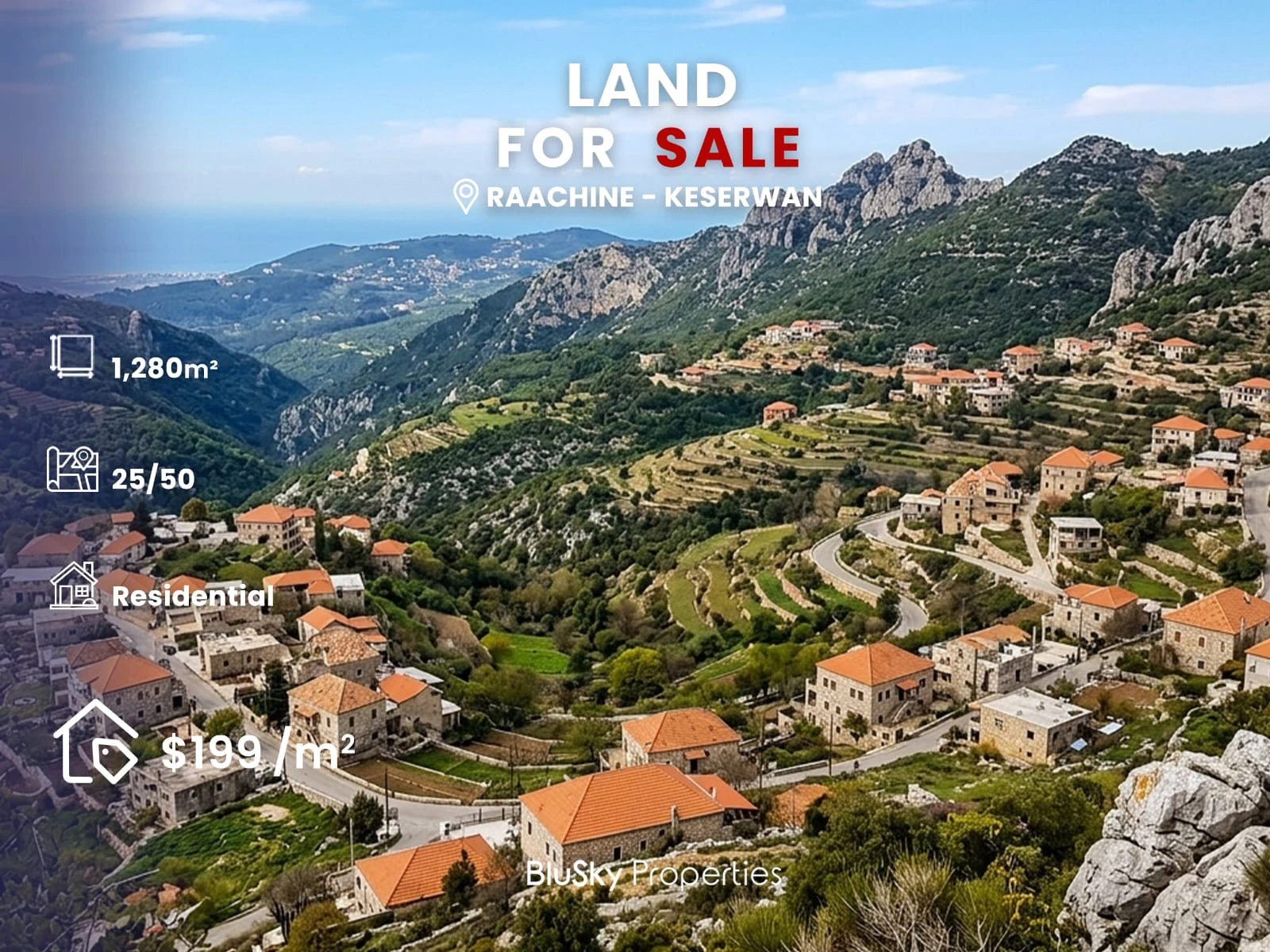 Land 1,280m² for Sale in Raachine