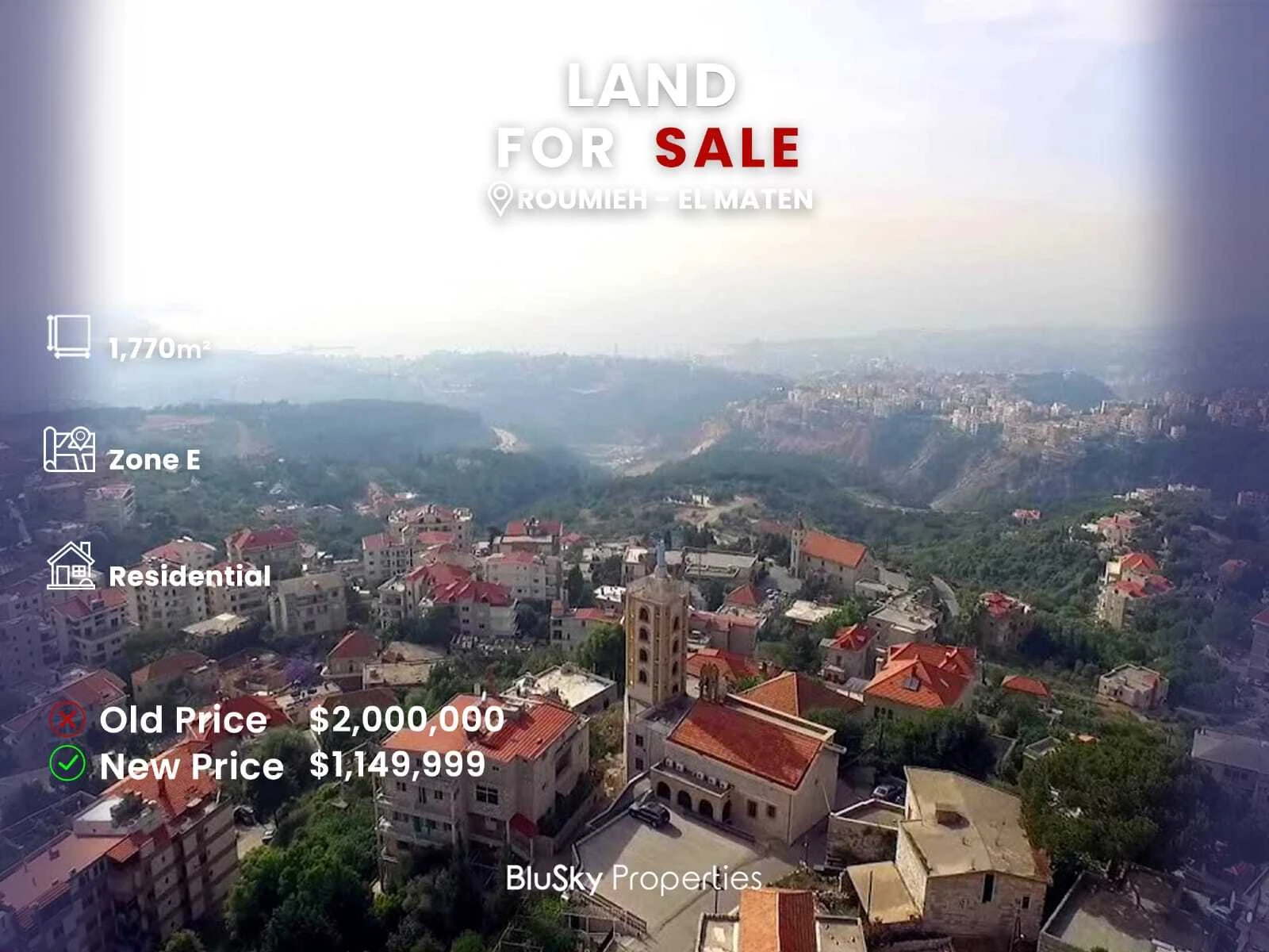Land 1,770m² for Sale in Roumieh