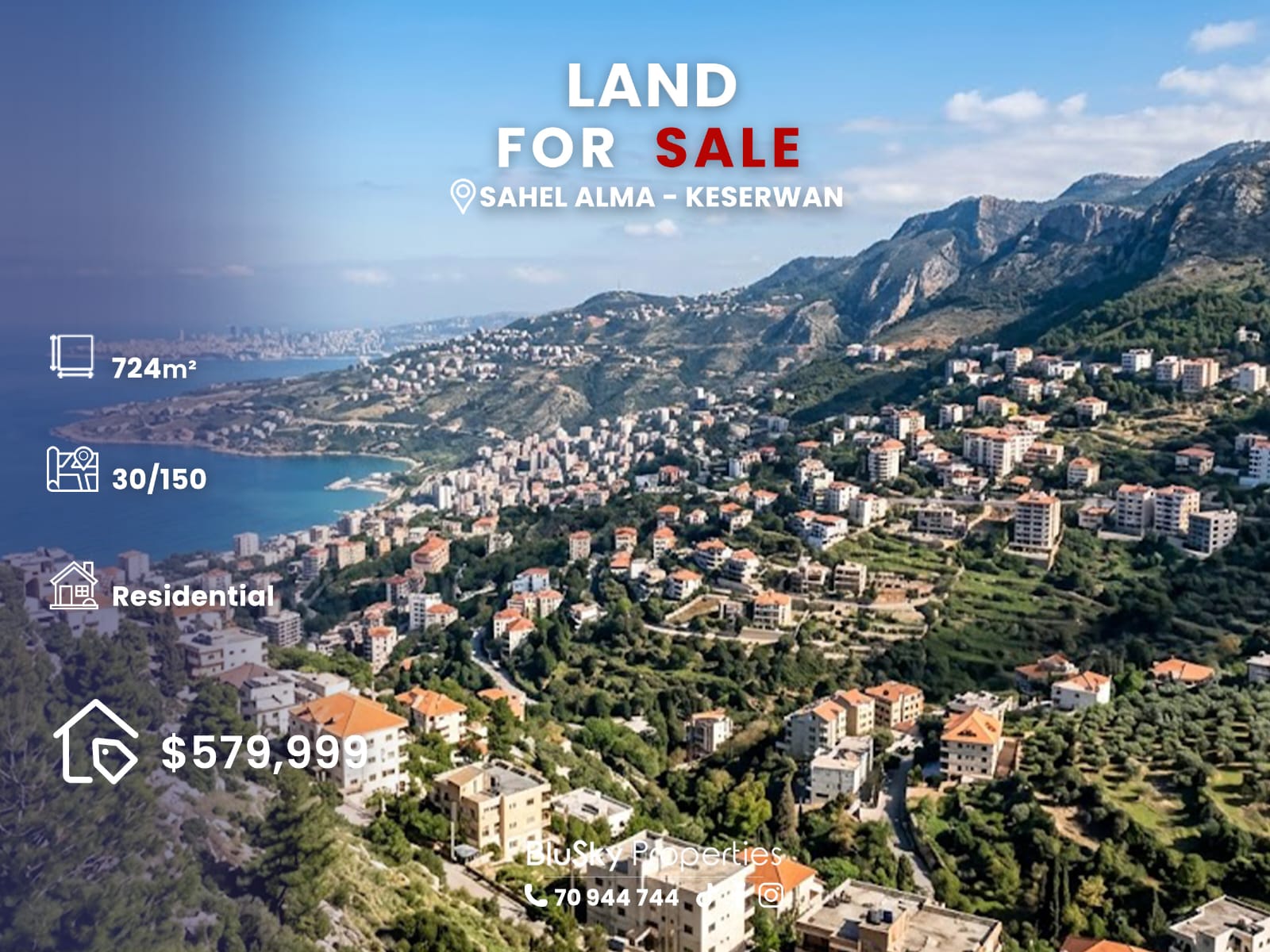 Land 724m² for Sale in Sahel Alma