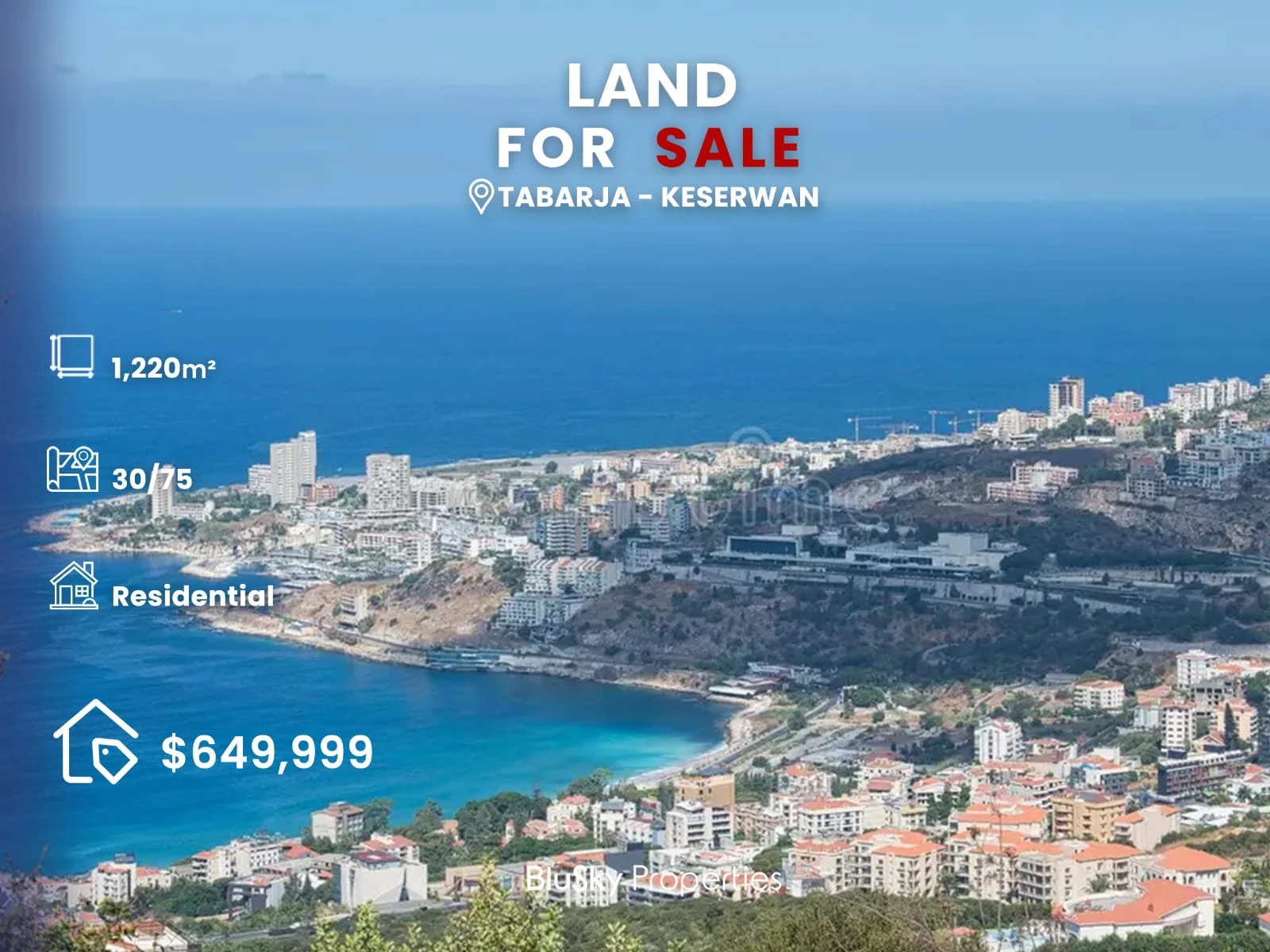 Land 1,220m² for Sale in Tabarja