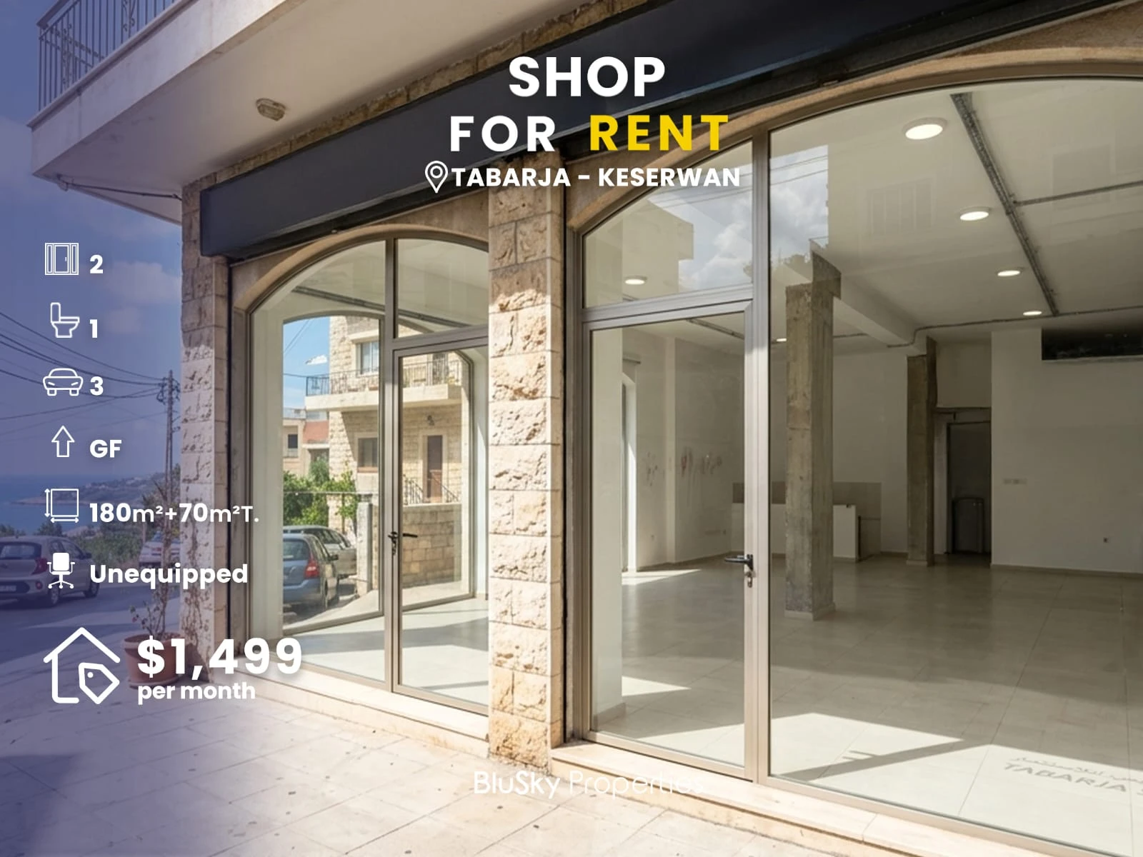 Shop 180m² with Terrace for Rent in Tabarja