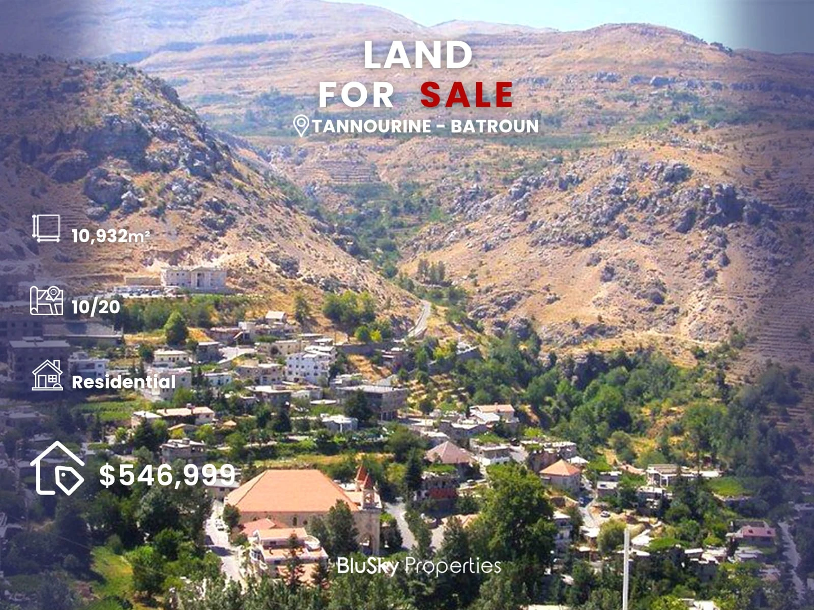 Land 10,932m² for Sale in Tannourine