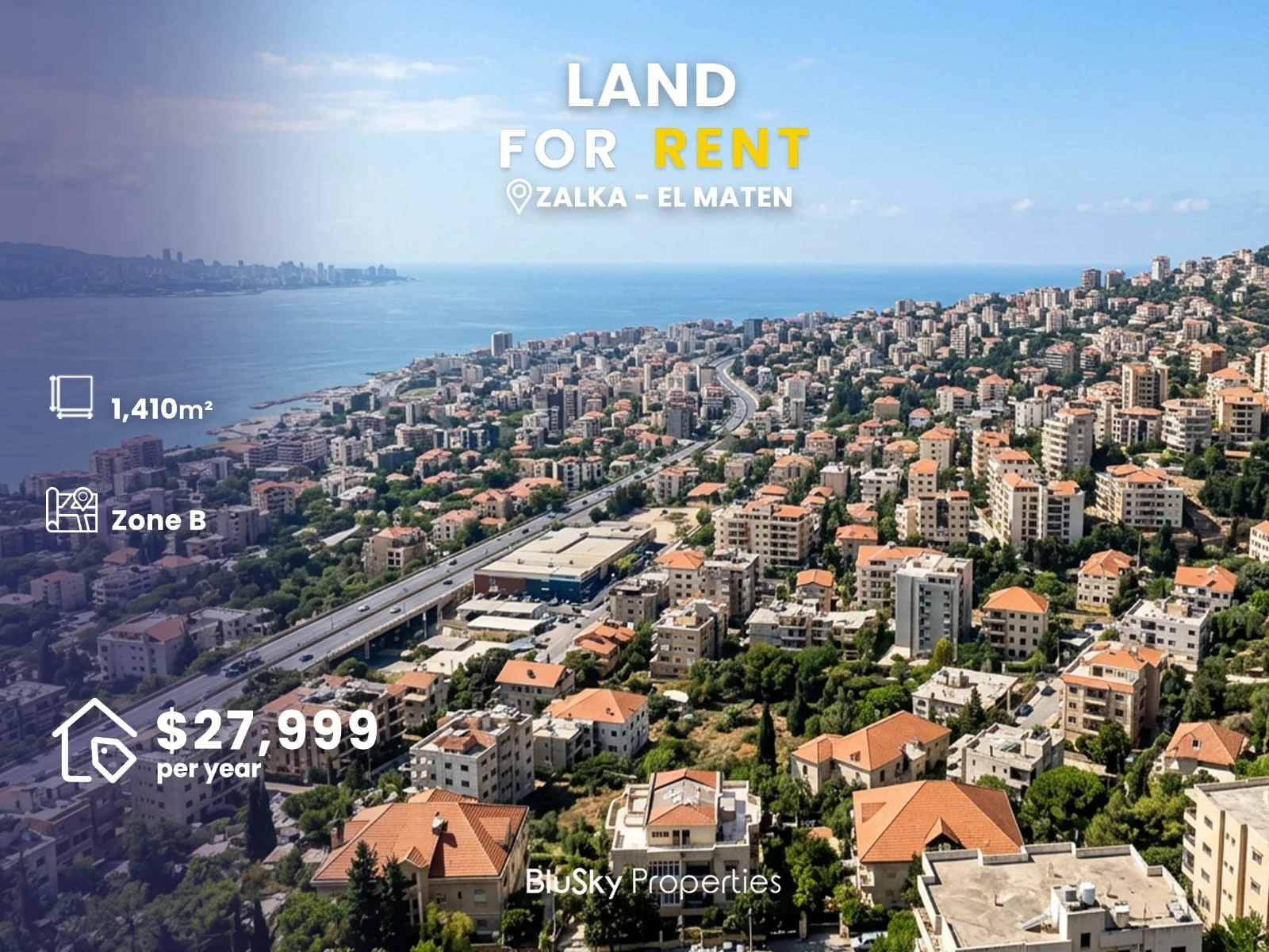 Land 1,410m² for Rent in Zalka — photo 1