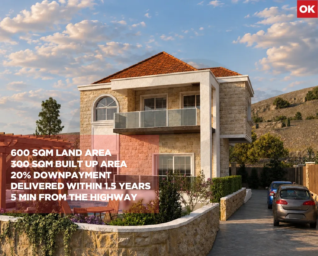 Under construction Villas/20% DownPayment/5 min from the Highway/Close to all amenities/MADJDAL BAANA -ALEY