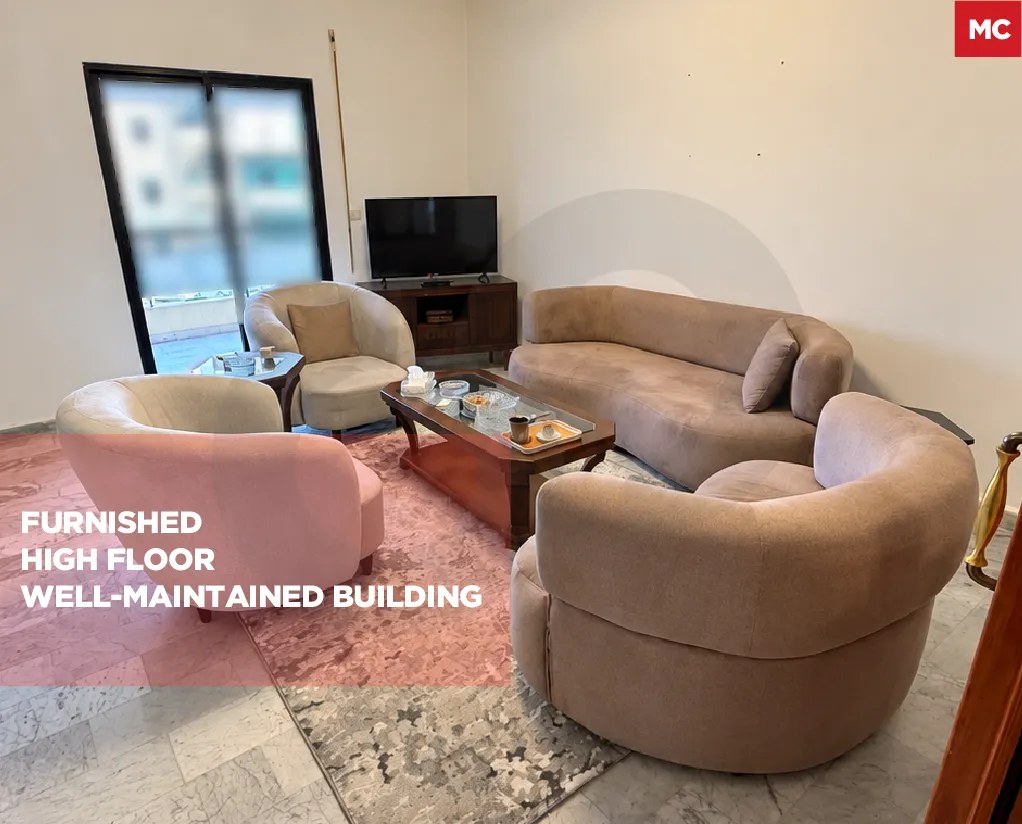 Furnished Apartment For Sale/Well-Maintained Building/High Floor/VERDUN-BEIRUT