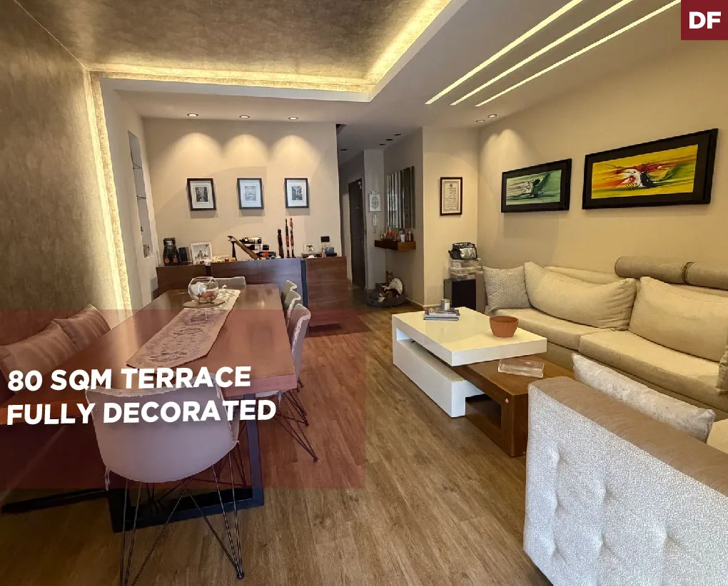 80 sqm terrace/prime location/fully decorated/naccache,metn