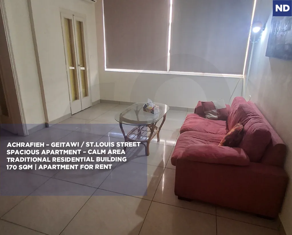 Spacious Apartment for Rent/Calm Area/Traditional Residential Building/ACHRAFIEH-BEIRUT