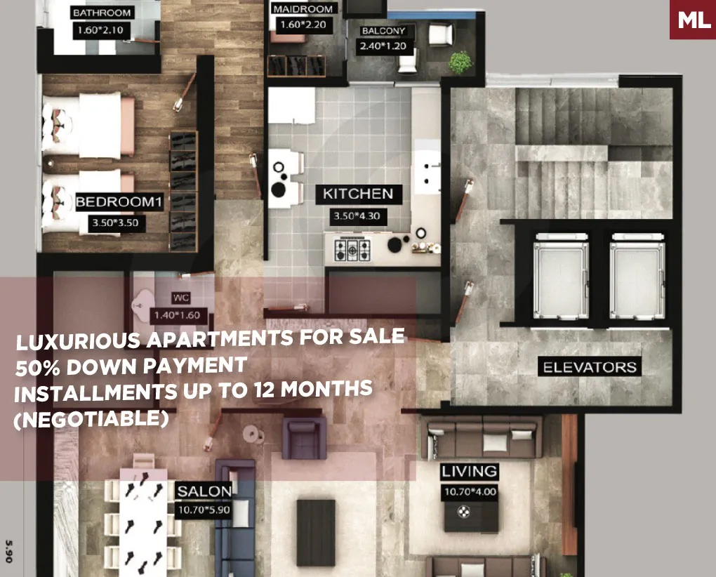 Under construction/installments up to 12 months/dam w farez,tripoli