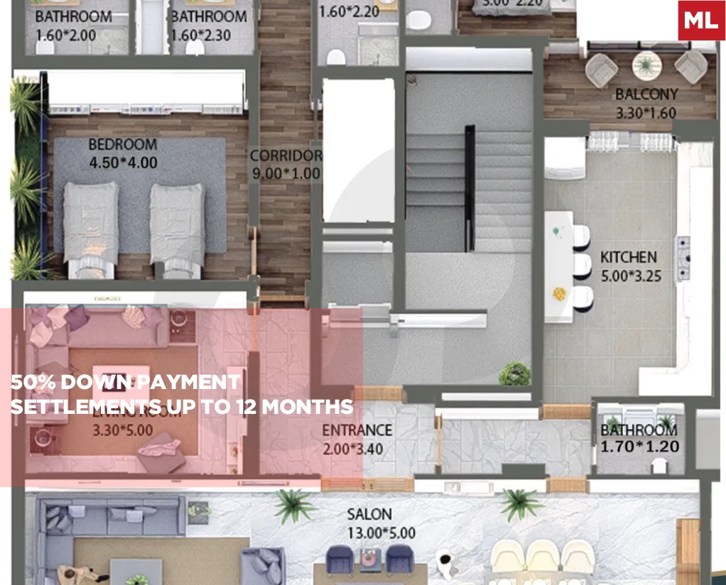 Under construction project/New apartment for sale/50% down payment/TRIPOLI