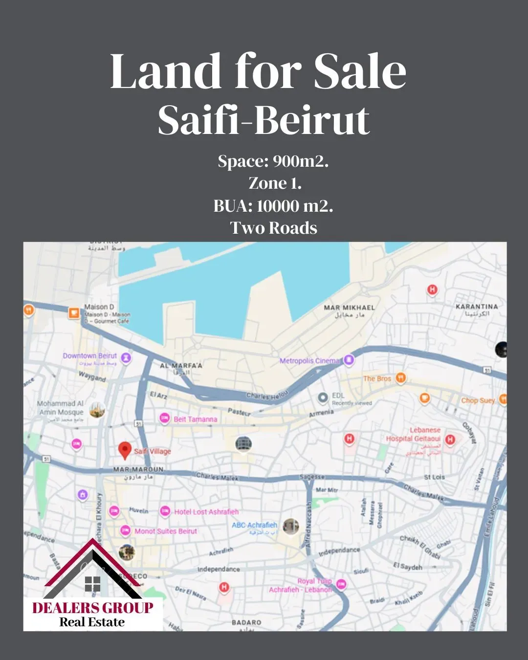 Land for Sale in Saifi in a Very Prime Location