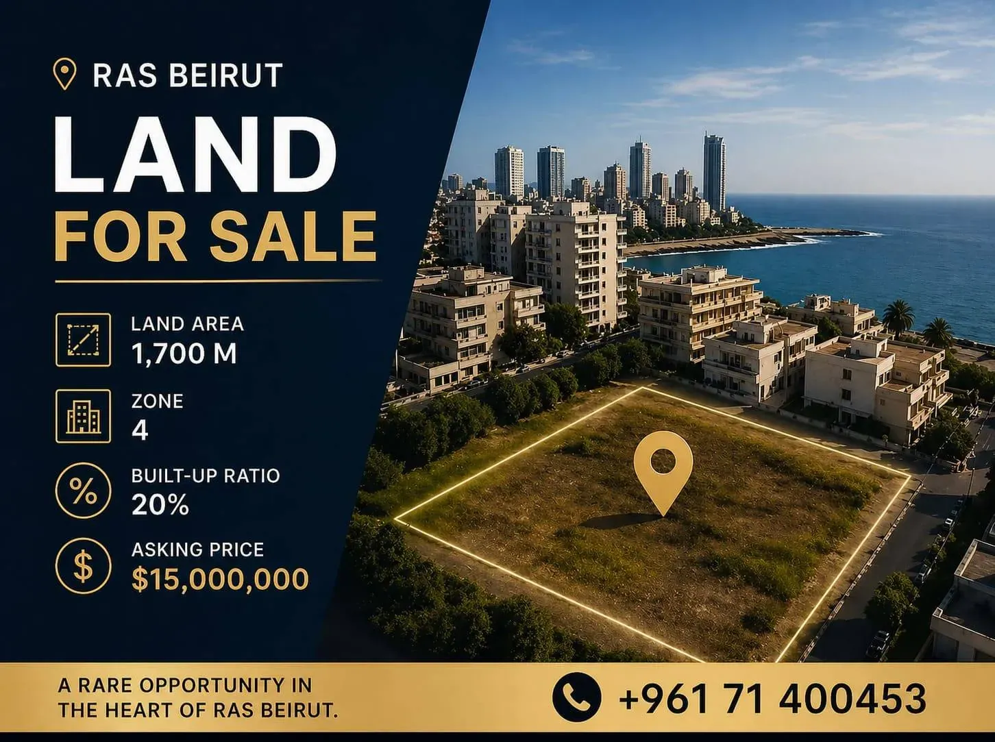 Prime Development Land for Sale in Ras Beirut