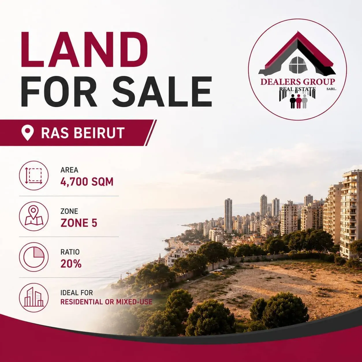 Prime Location Land for Sale in Ras Beirut – Zone 5