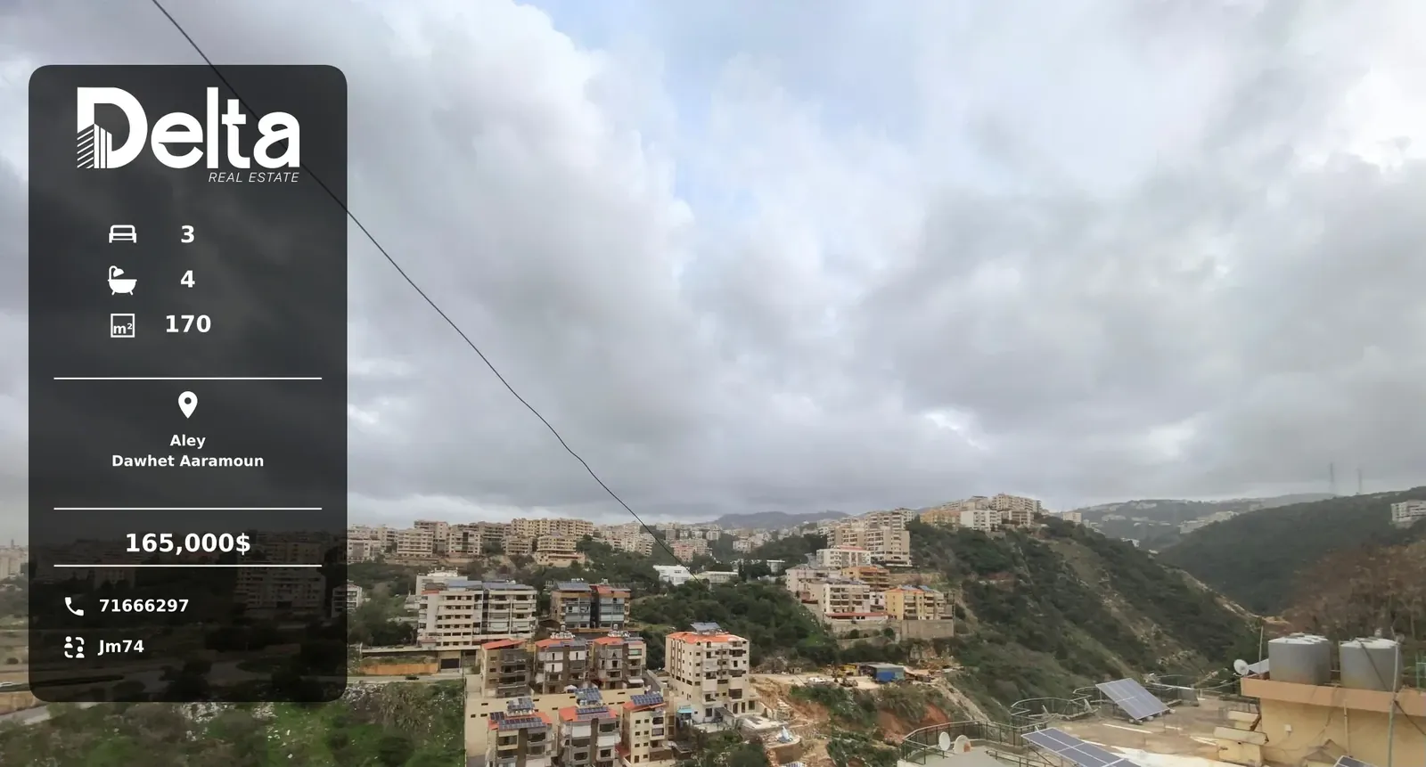 Apartment for Sale in Dawhet Aaramoun, Aley – 3 BR, 170 sqm, Sea View & Mountain View