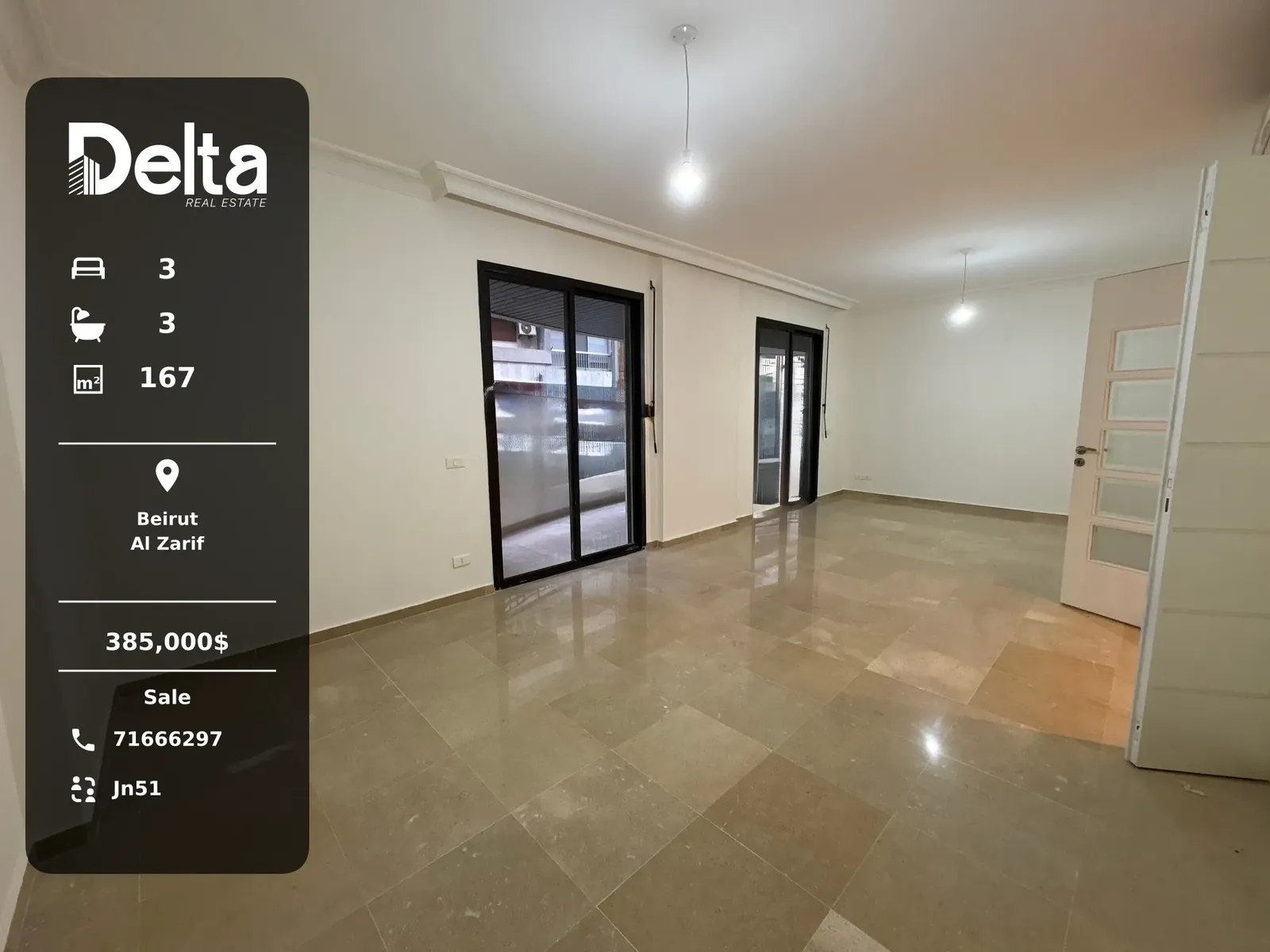 Apartment for Sale in Al Zarif, Beirut – 3 BR, 167 sqm, High Ceiling & Prime Location
