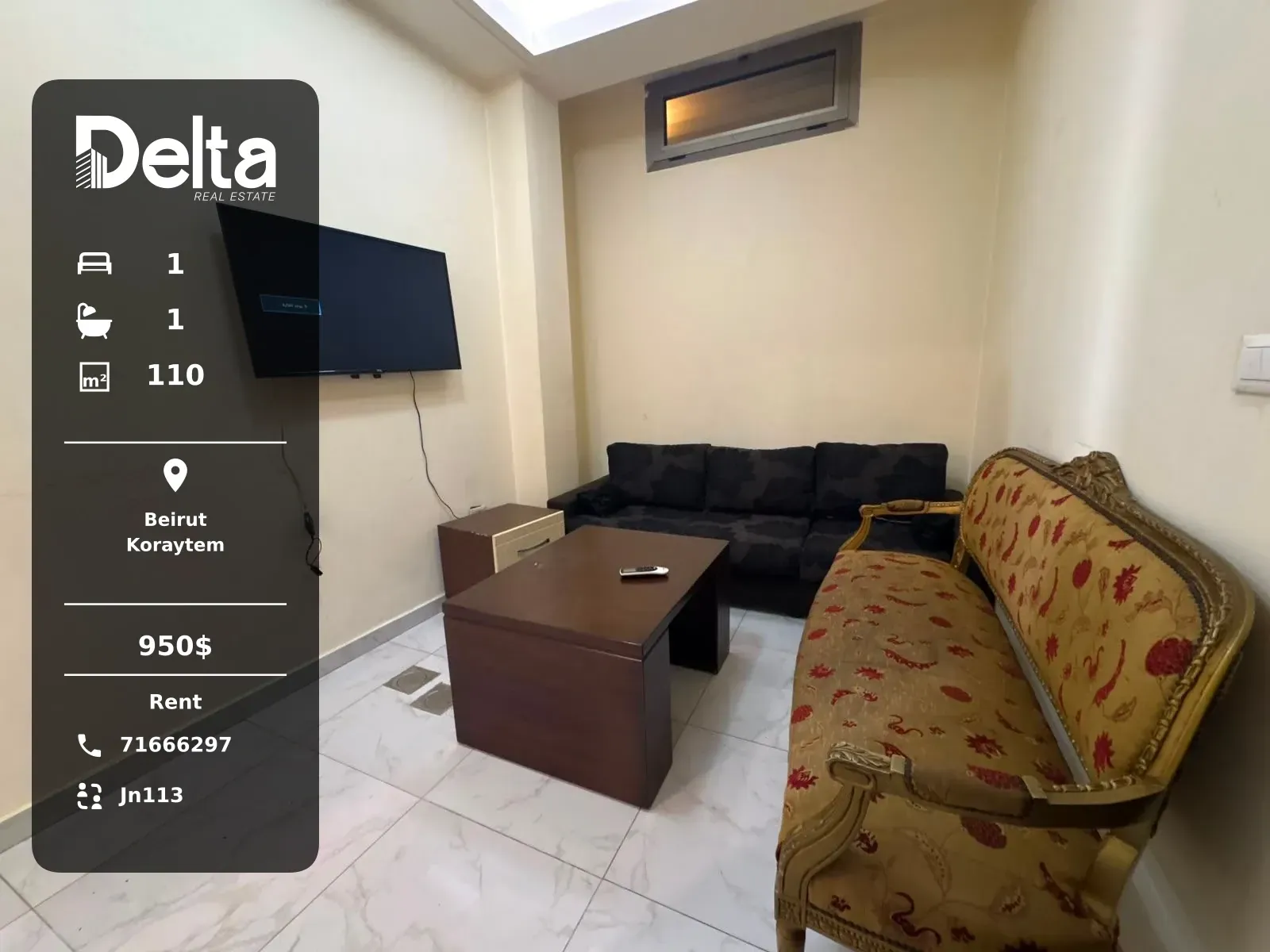Apartment for Rent in Koraytem, Beirut / 1 BR