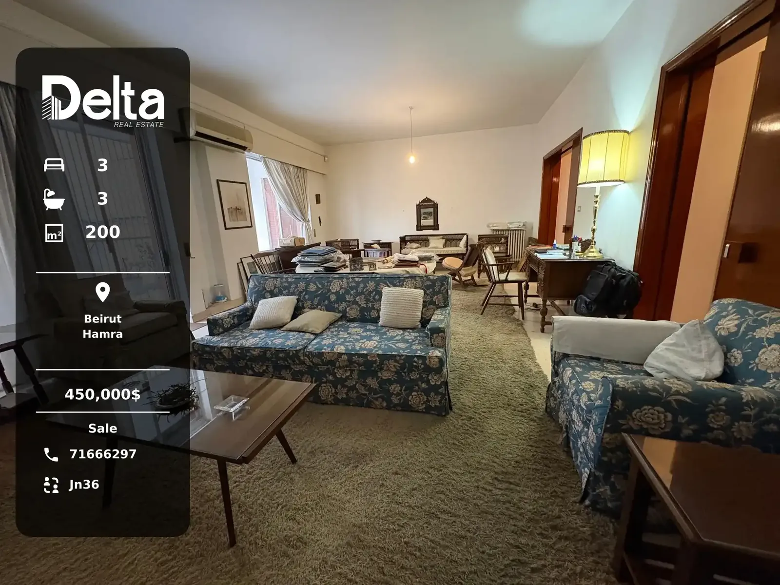 Apartment for Sale in Hamra, Beirut – 3 BR, 200 sqm, Private Entrance & High Ceiling