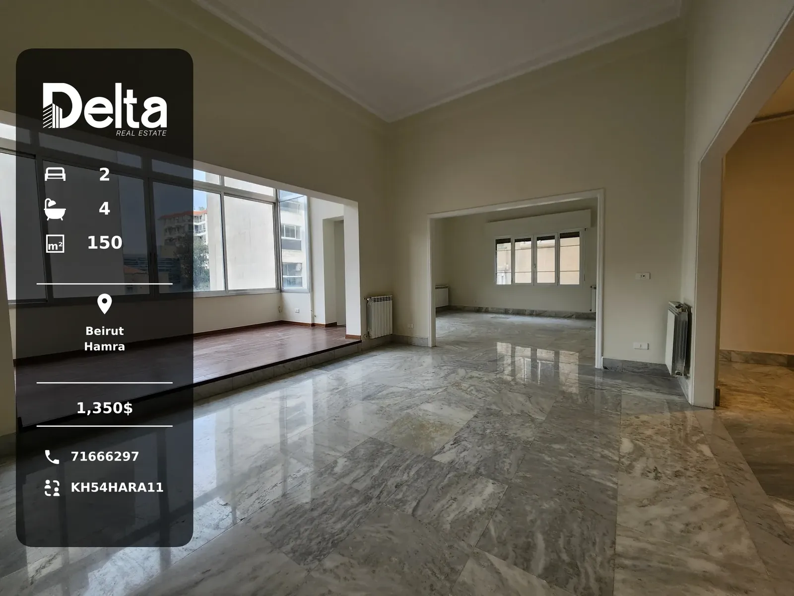 Apartment for Rent in Hamra, Beirut – 2 BR, 150 sqm, Prime Location & Quiet Neighborhood