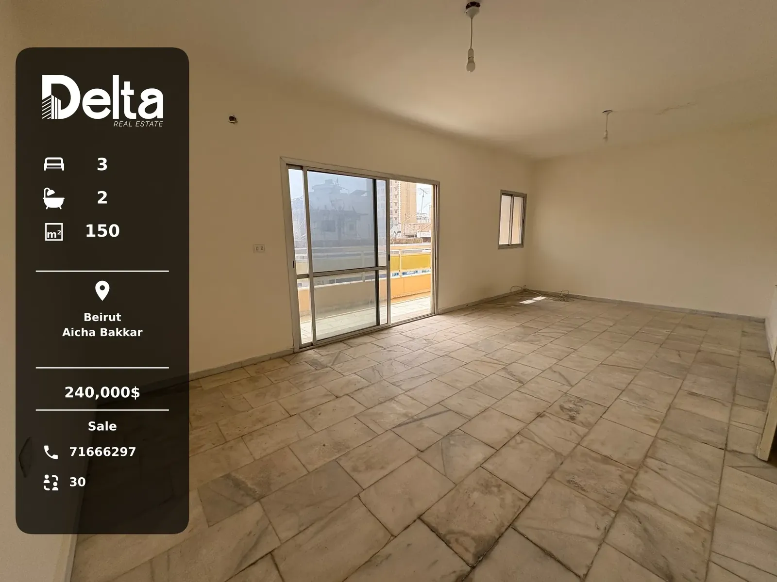 Apartment for Sale in Aicha Bakkar, Beirut – 3 BR, 150 sqm, Private Entrance & Prime Location