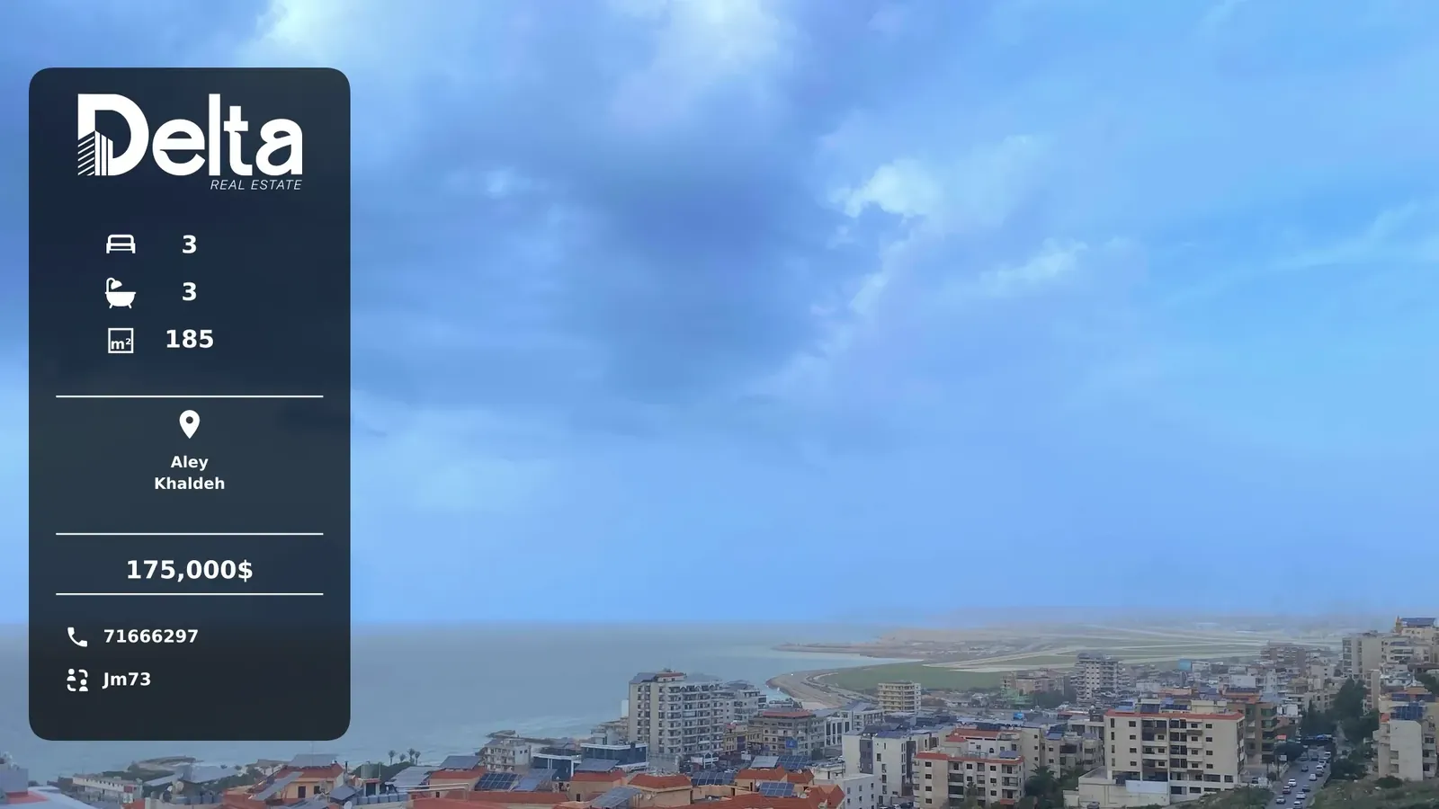 Apartment for Sale in Khaldeh, Aley – 3 BR, 185 sqm, Sea View & City View