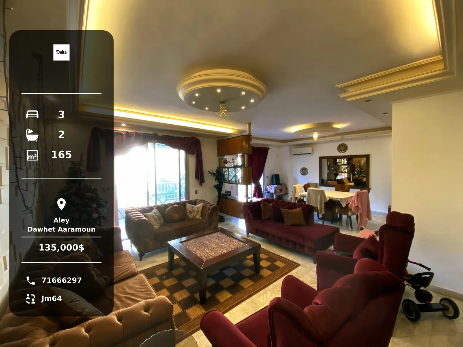 Apartment for Sale in Dawhet Aaramoun, Aley – 3 BR, 165 sqm, Prime Location & Near Supermarkets