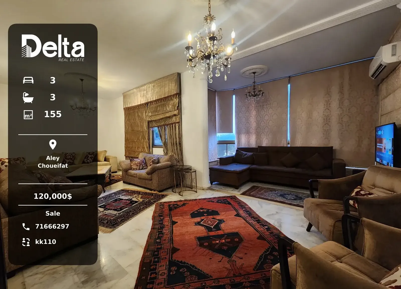 Apartment for Sale in Choueifat, Aley – 3 BR, 155 sqm, City View & Quiet Neighborhood