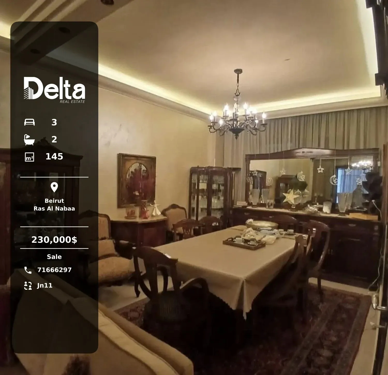 Apartment for Sale in Ras Al Nabaa, Beirut – 3 BR, 145 sqm, Prime Location & Near Supermarkets