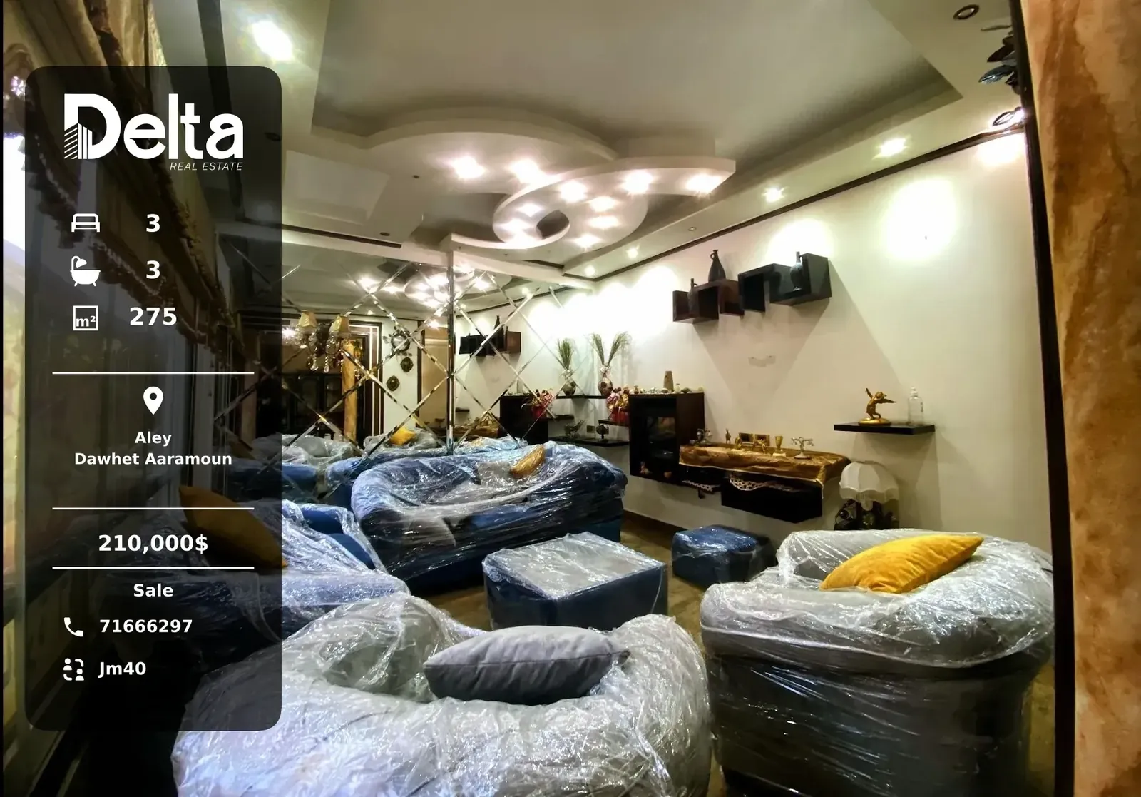 Apartment for Sale in Dawhet Aaramoun, Aley – 3 BR, 275 sqm, Prime Location & Near Supermarkets
