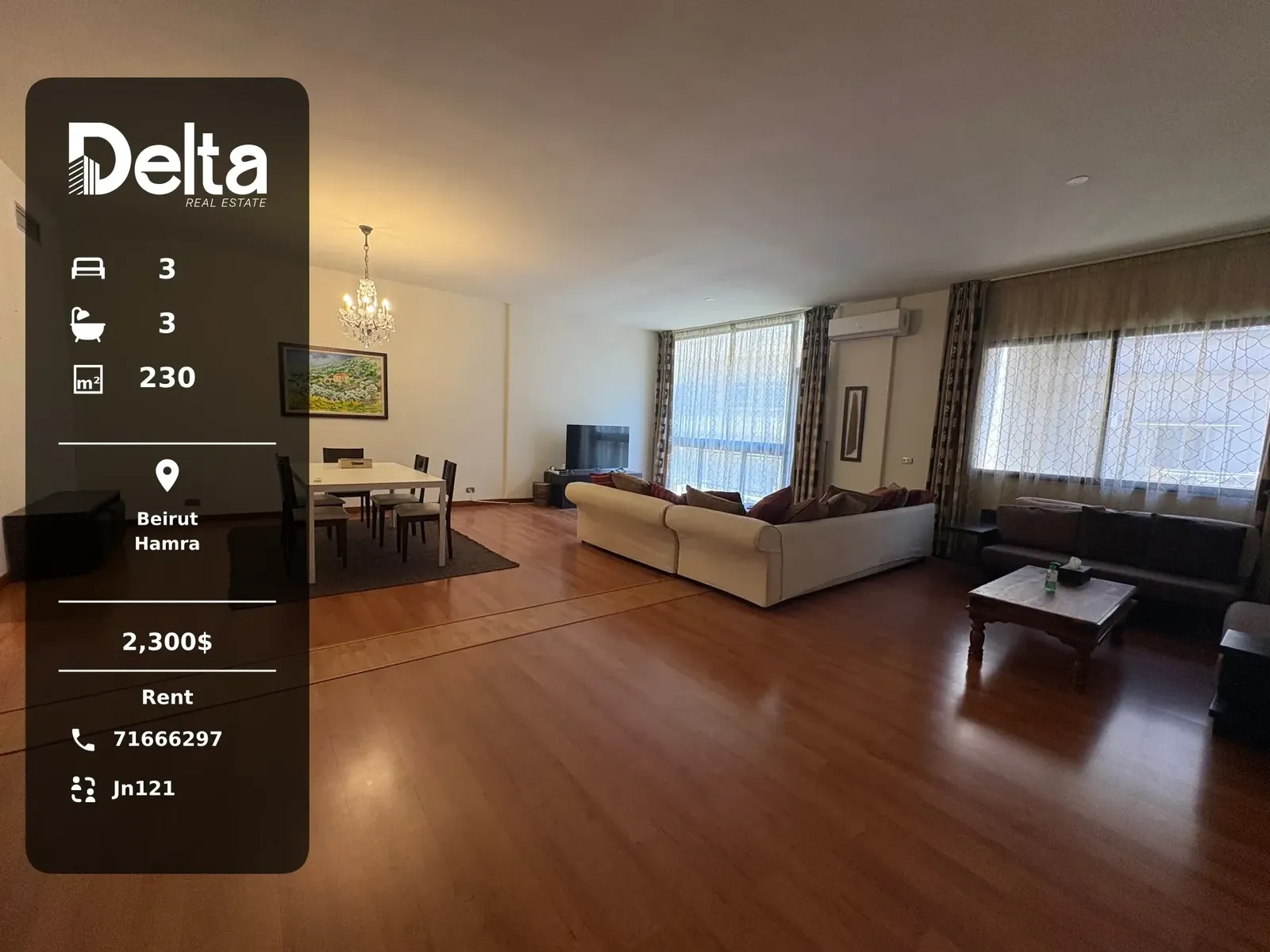 Apartment for Rent in Hamra, Beirut / 3 BR
