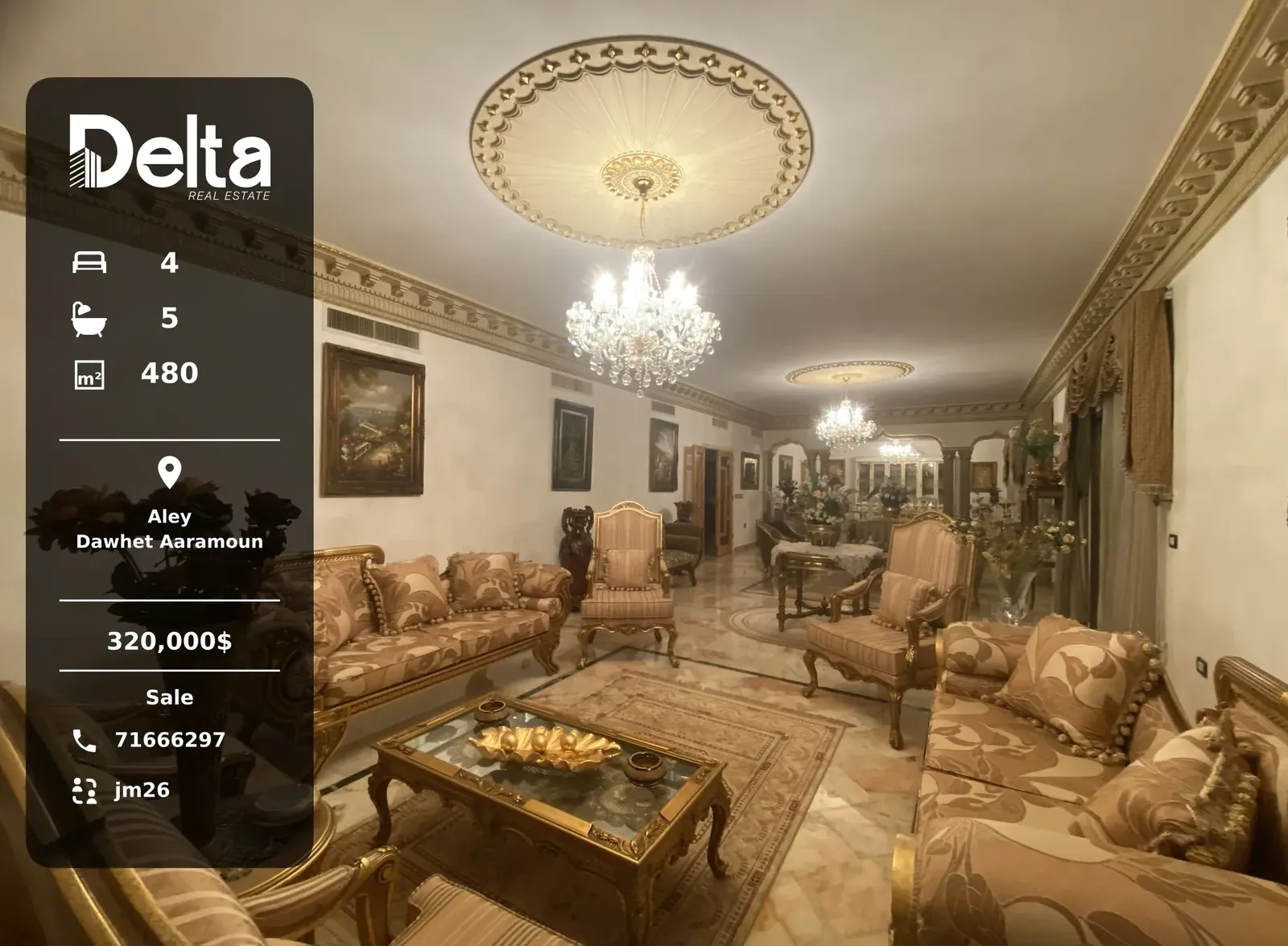 Apartment for Sale in Dawhet Aaramoun, Aley – 4 BR, 480 sqm, Sea View & City View