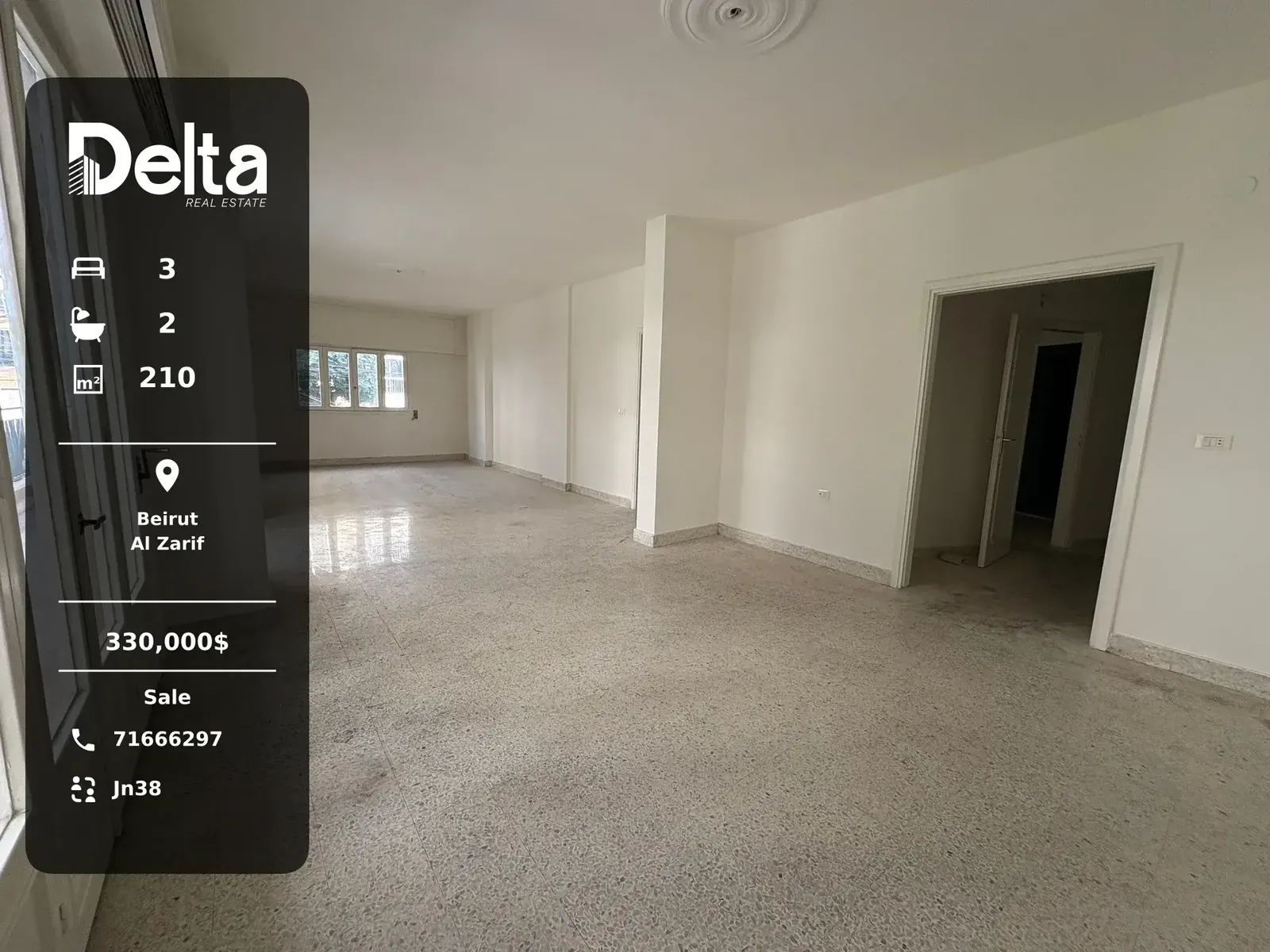 Apartment for Sale in Al Zarif, Beirut – 3 BR, 210 sqm, High Ceiling & Prime Location
